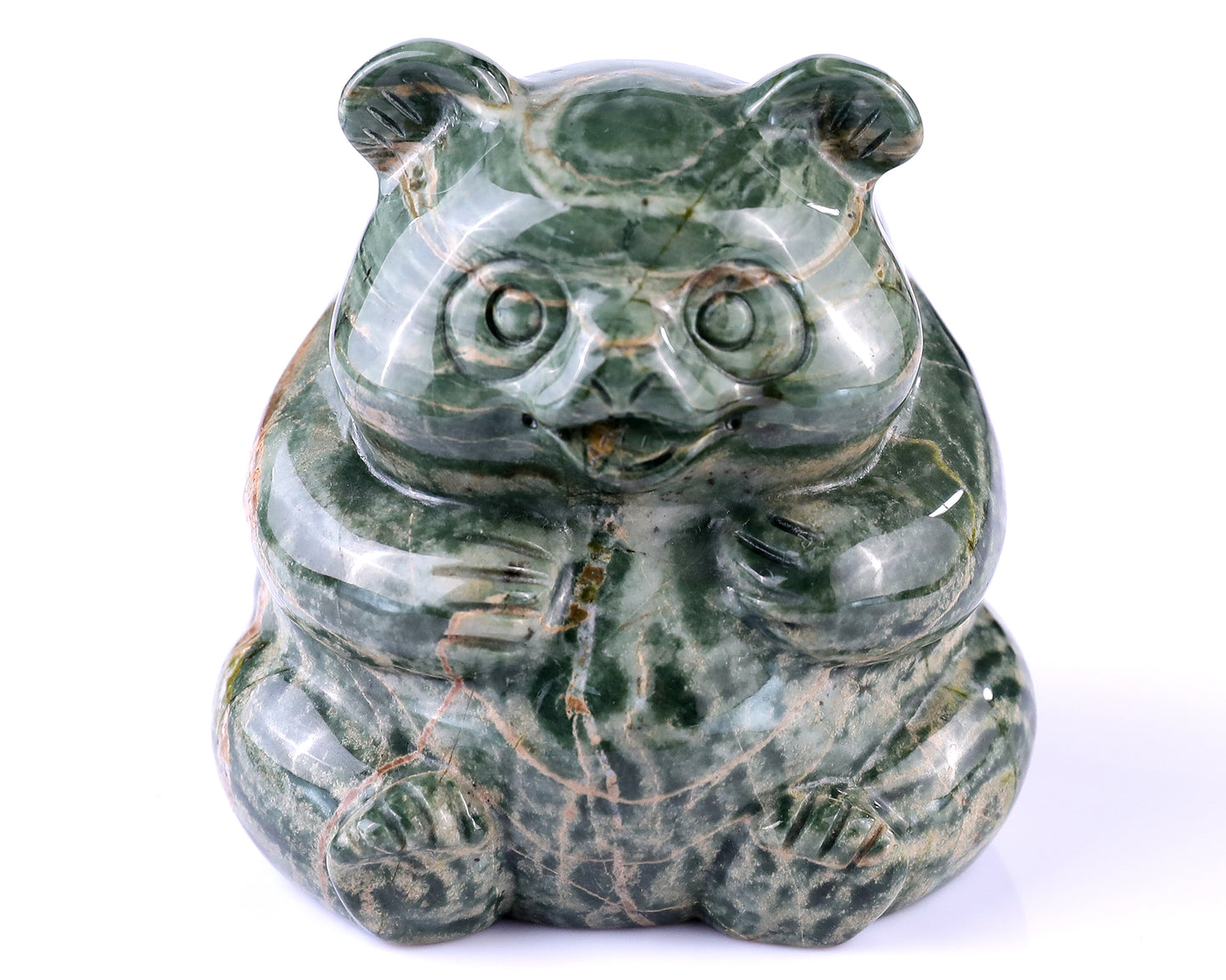 2.8" Jiulong Jade Hand Carved Crystal Panda Sculpture Crystallumi