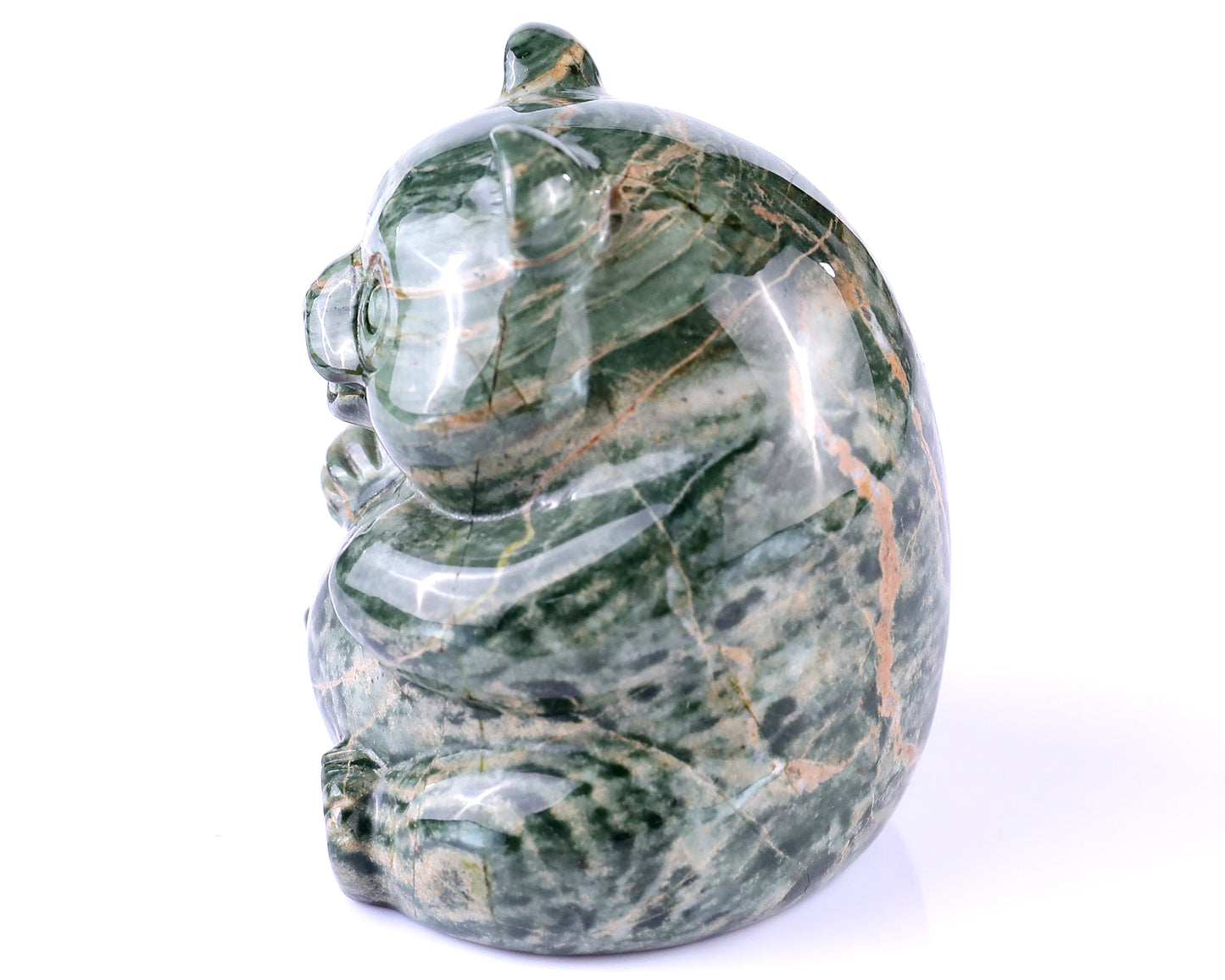 2.8" Jiulong Jade Hand Carved Crystal Panda Sculpture Crystallumi