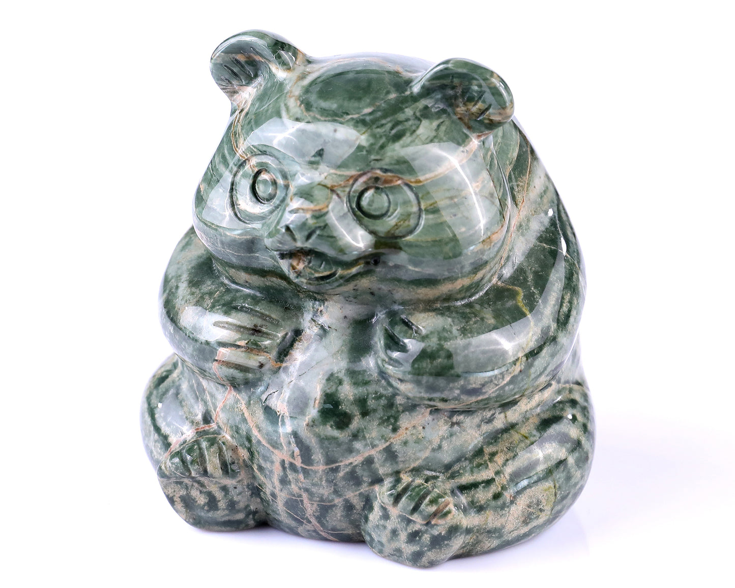 2.8" Jiulong Jade Hand Carved Crystal Panda Sculpture Crystallumi