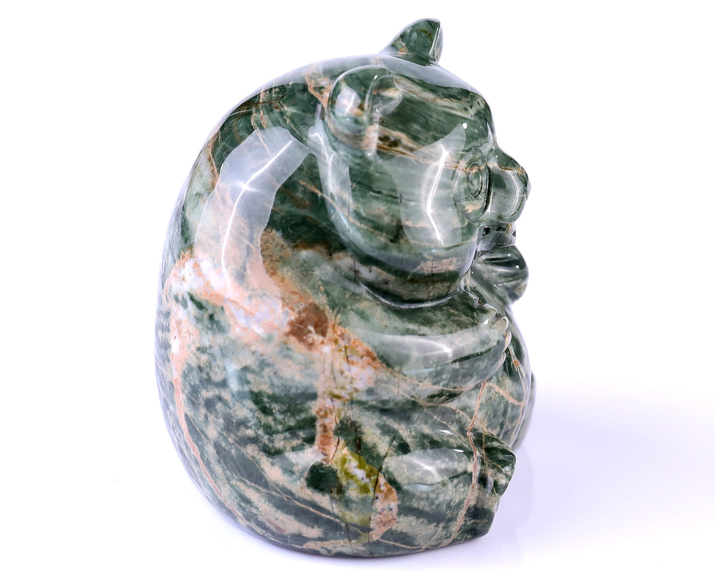 2.8" Jiulong Jade Hand Carved Crystal Panda Sculpture Crystallumi