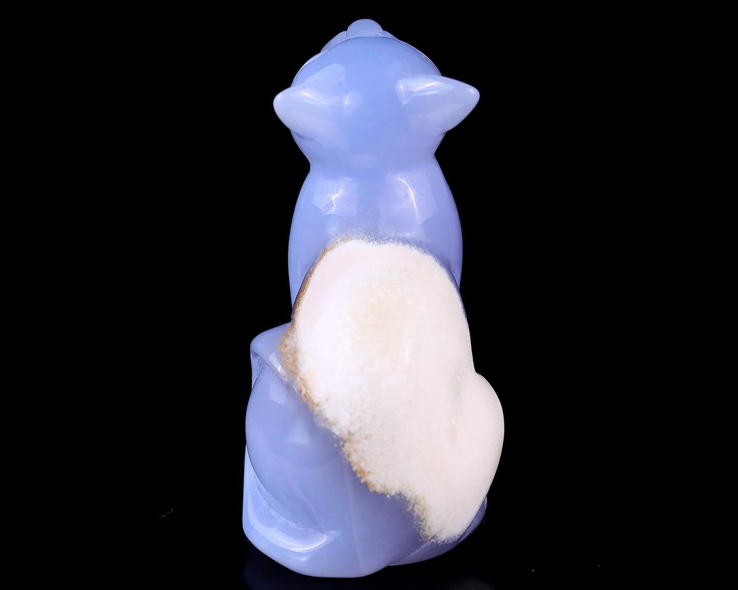 2.9" Blue Chalcedony Hand Carved Crystal Cat Sculpture Crystallumi