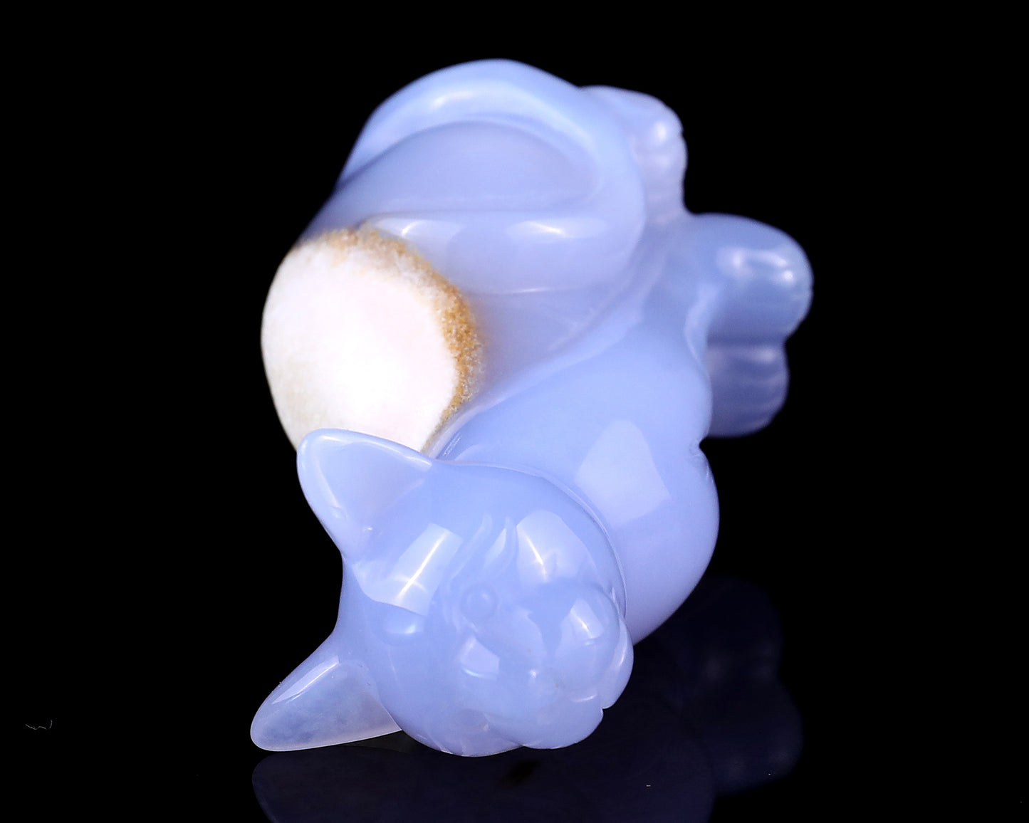 2.9" Blue Chalcedony Hand Carved Crystal Cat Sculpture Crystallumi