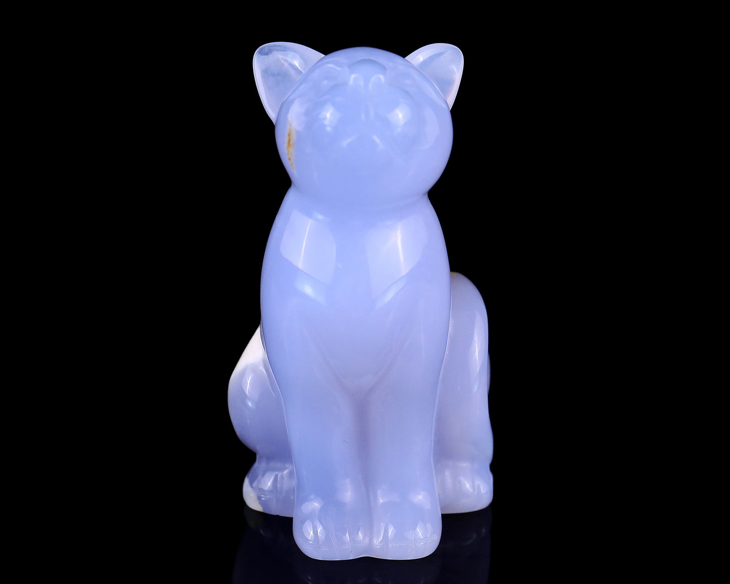 2.9" Blue Chalcedony Hand Carved Crystal Cat Sculpture Crystallumi
