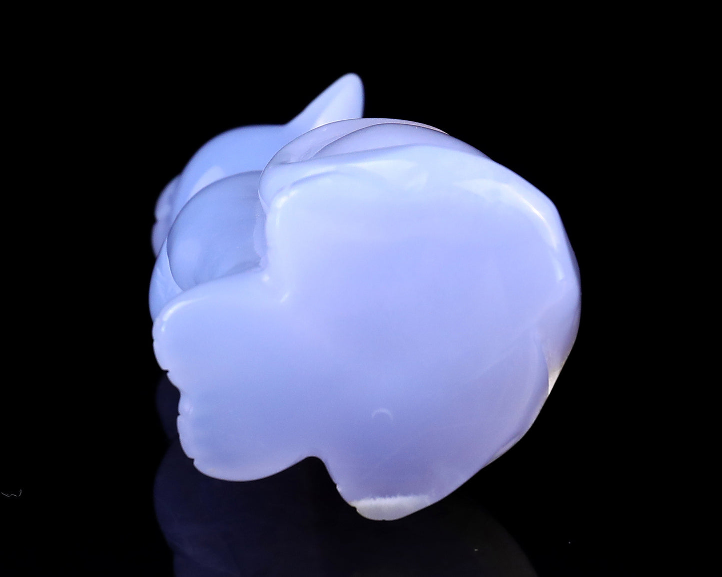 2.9" Blue Chalcedony Hand Carved Crystal Cat Sculpture Crystallumi