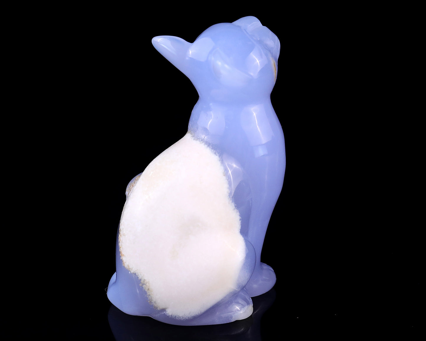 2.9" Blue Chalcedony Hand Carved Crystal Cat Sculpture Crystallumi