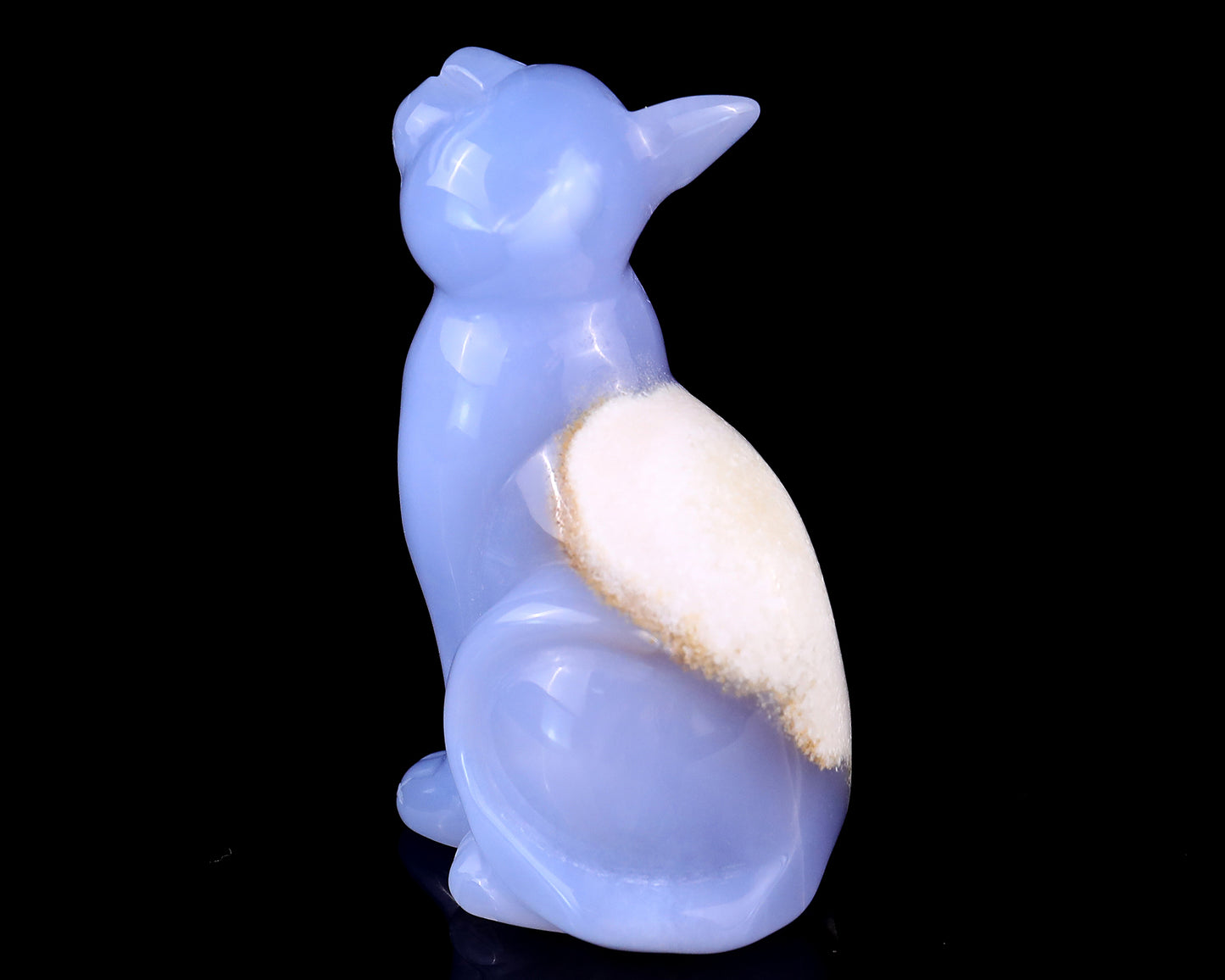 2.9" Blue Chalcedony Hand Carved Crystal Cat Sculpture Crystallumi