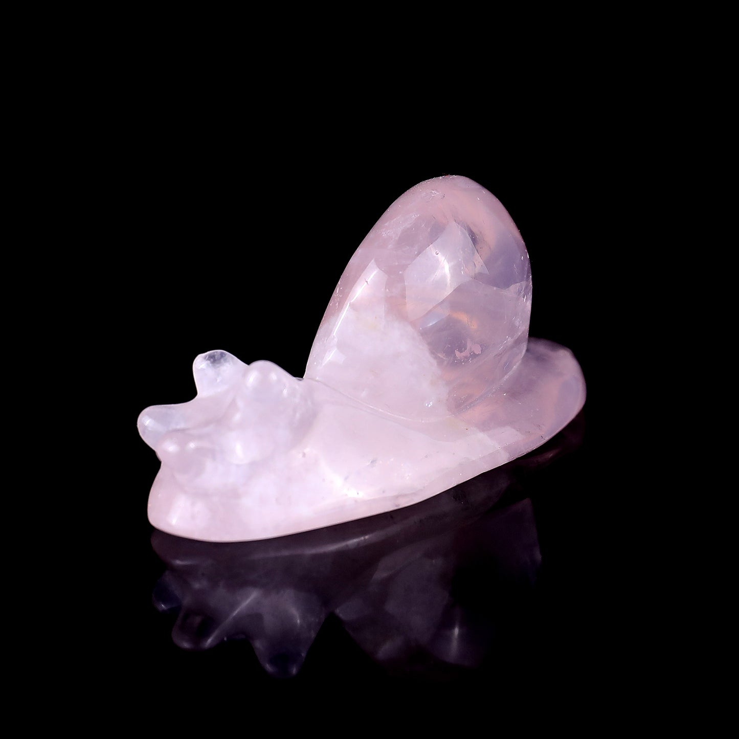 2.9" Rose Quartz Hand Carved Crystal Snail Sculpture Crystallumi