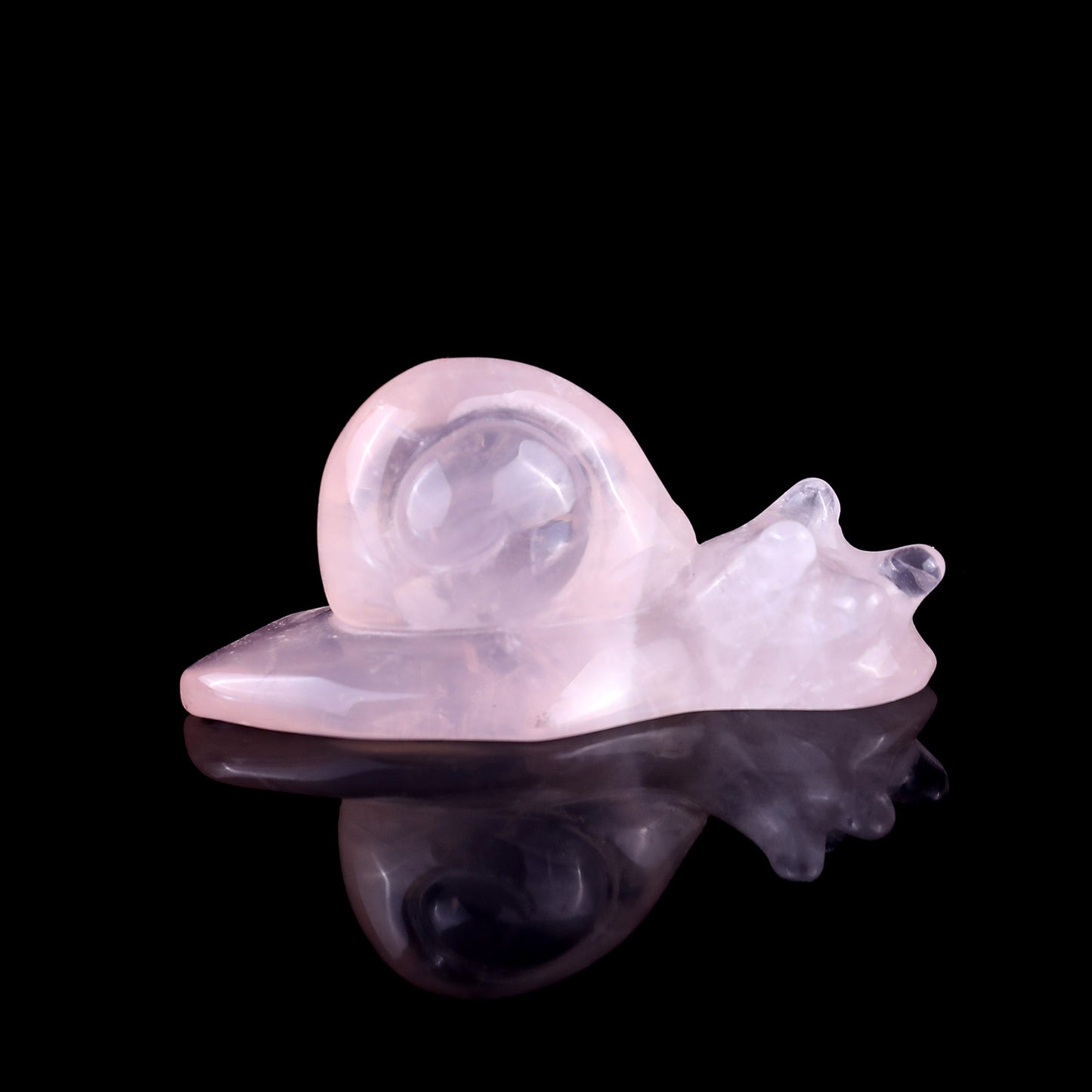 2.9" Rose Quartz Hand Carved Crystal Snail Sculpture Crystallumi