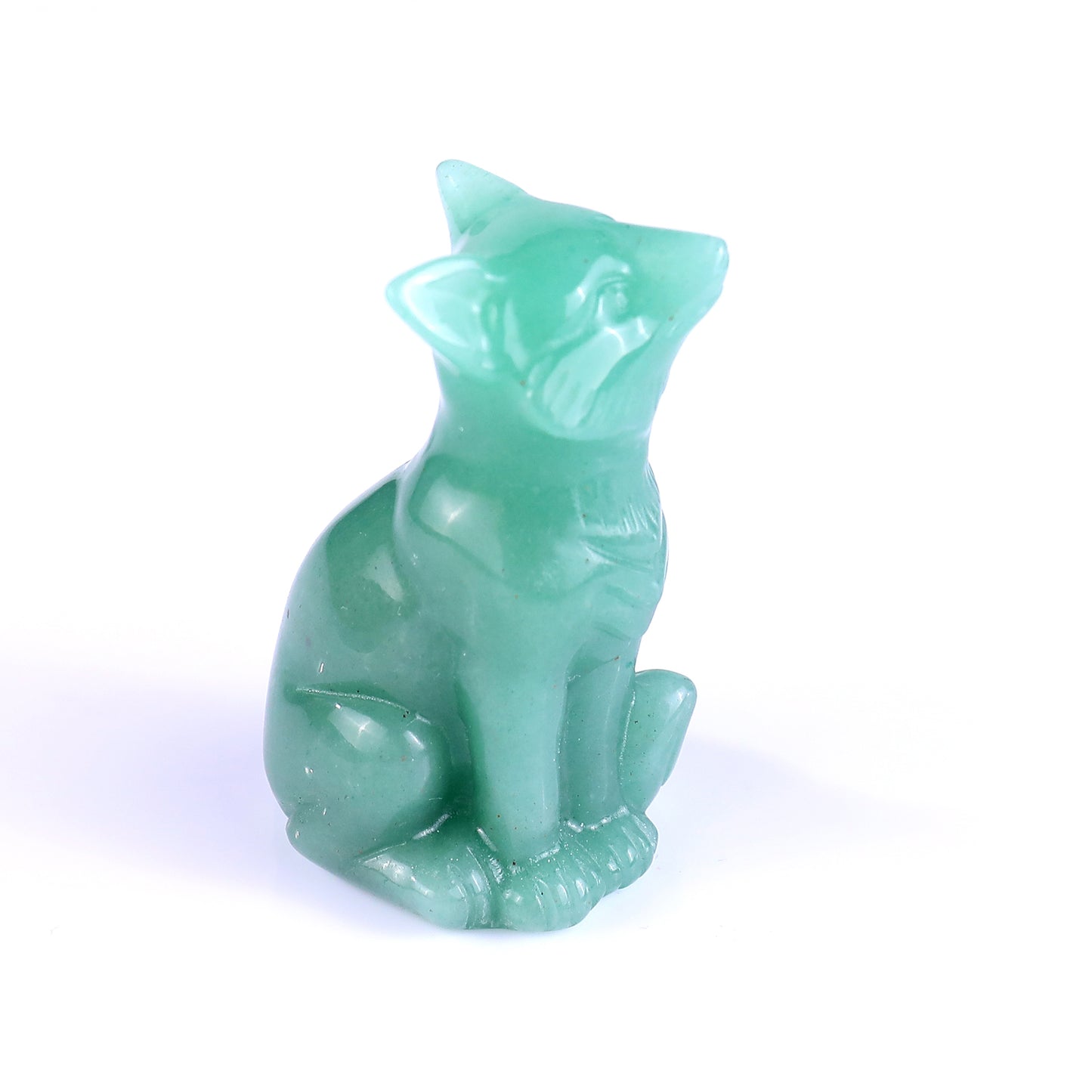 2.5" Green Aventurine Hand Carved Crystal Fox Sculpture