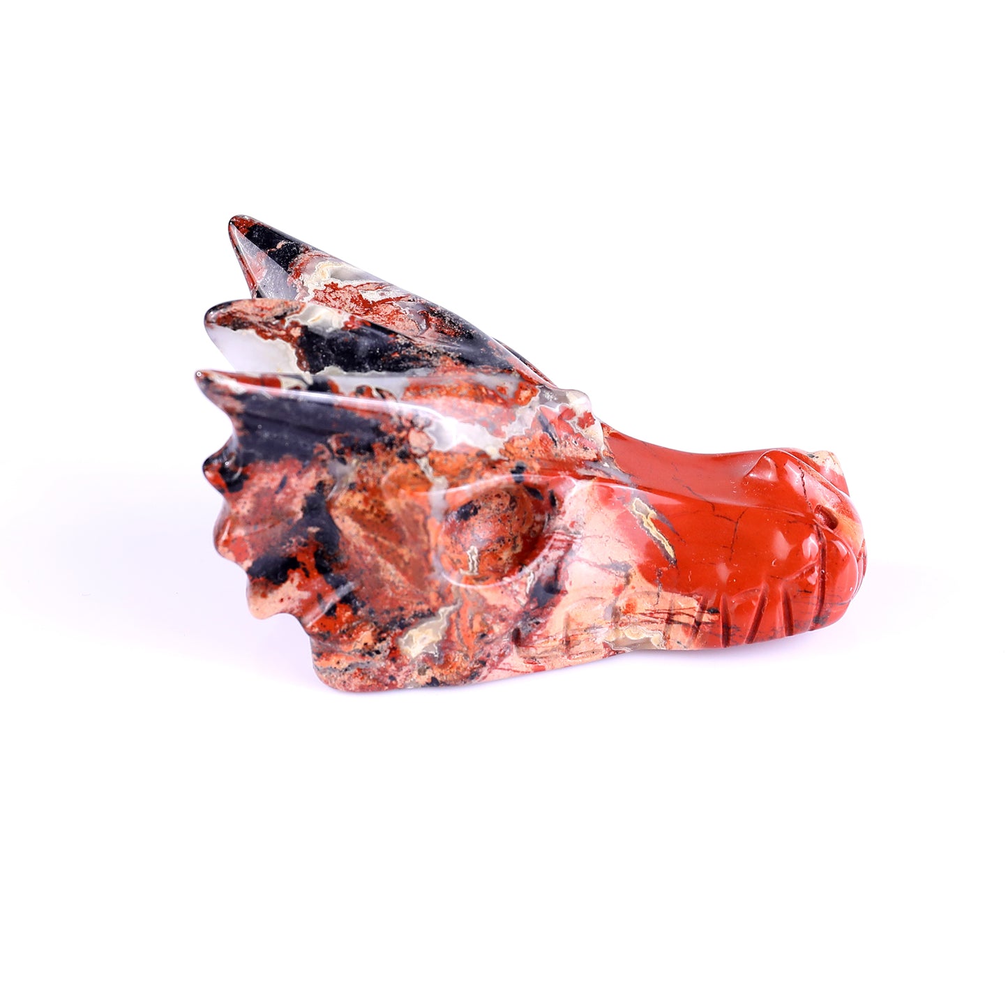 3.1" Red Jasper Hand Carved Crystal Dragon Skull Sculpture