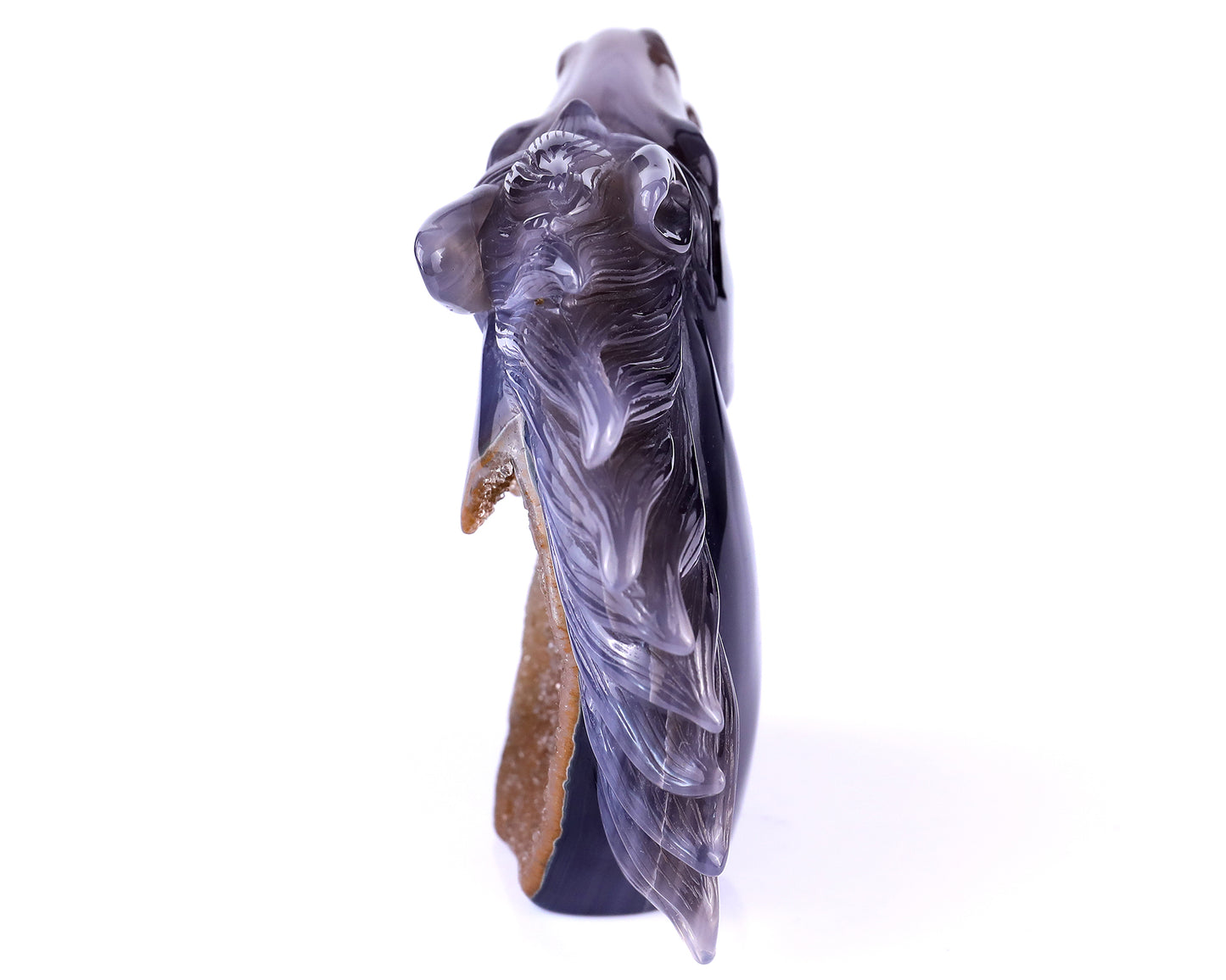 4.7" Geode Agate Hand Carved Crystal Horse Head Sculpture Crystallumi
