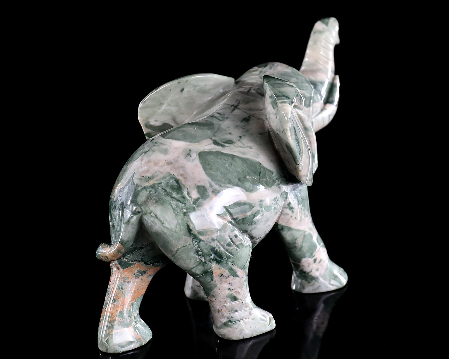 6.3" Jiulong Jade Hand Carved Crystal Elephant Sculpture