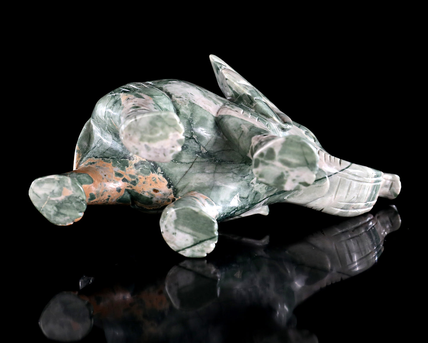 6.3" Jiulong Jade Hand Carved Crystal Elephant Sculpture