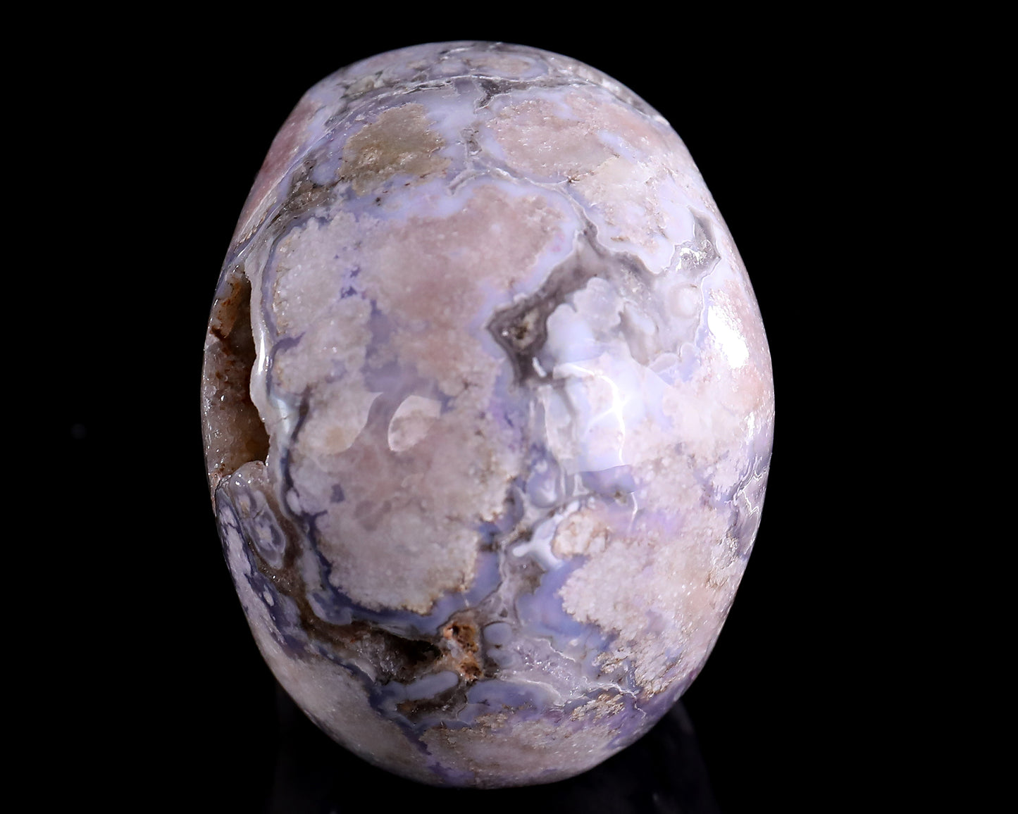 3.0" Blue Sakura Agate Hand Carved Crystal Realistic Skull Sculpture