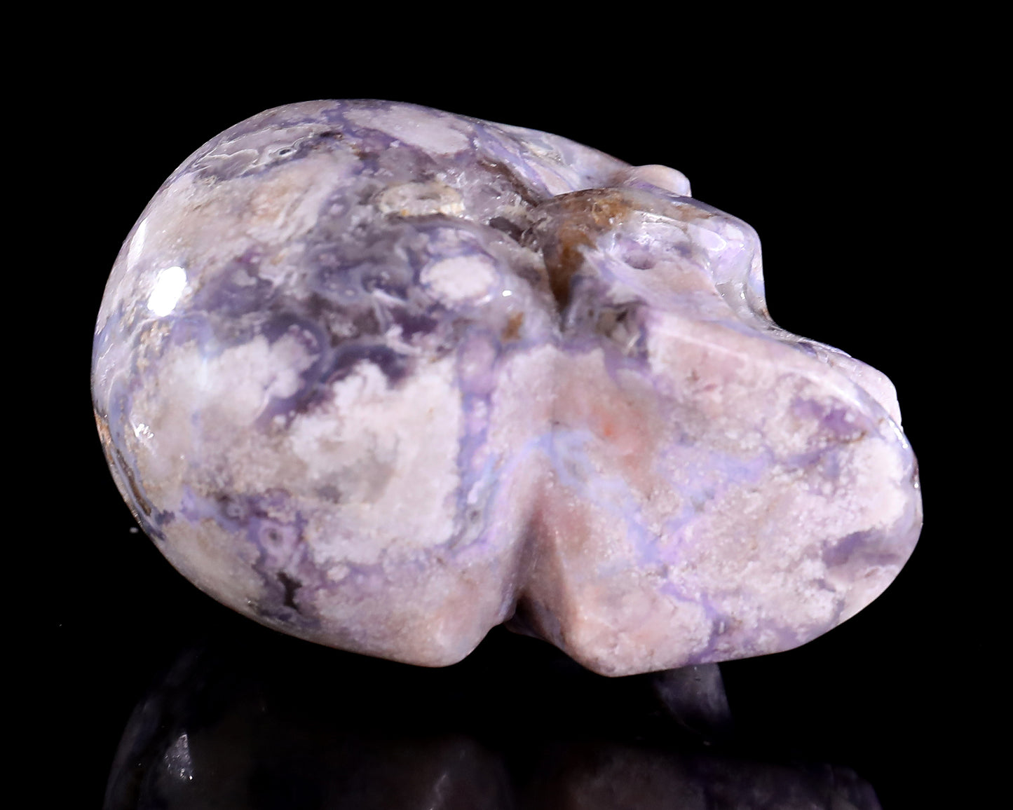 3.0" Blue Sakura Agate Hand Carved Crystal Realistic Skull Sculpture