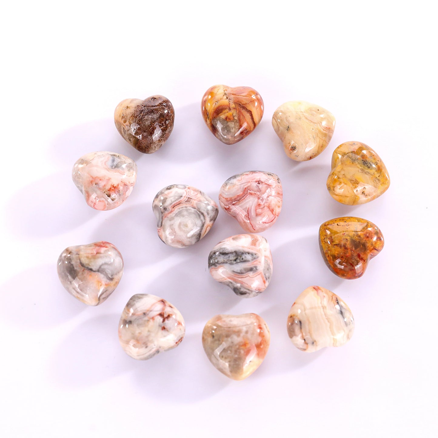 Natural Crazy Agate Hand Carved Crystal Heart