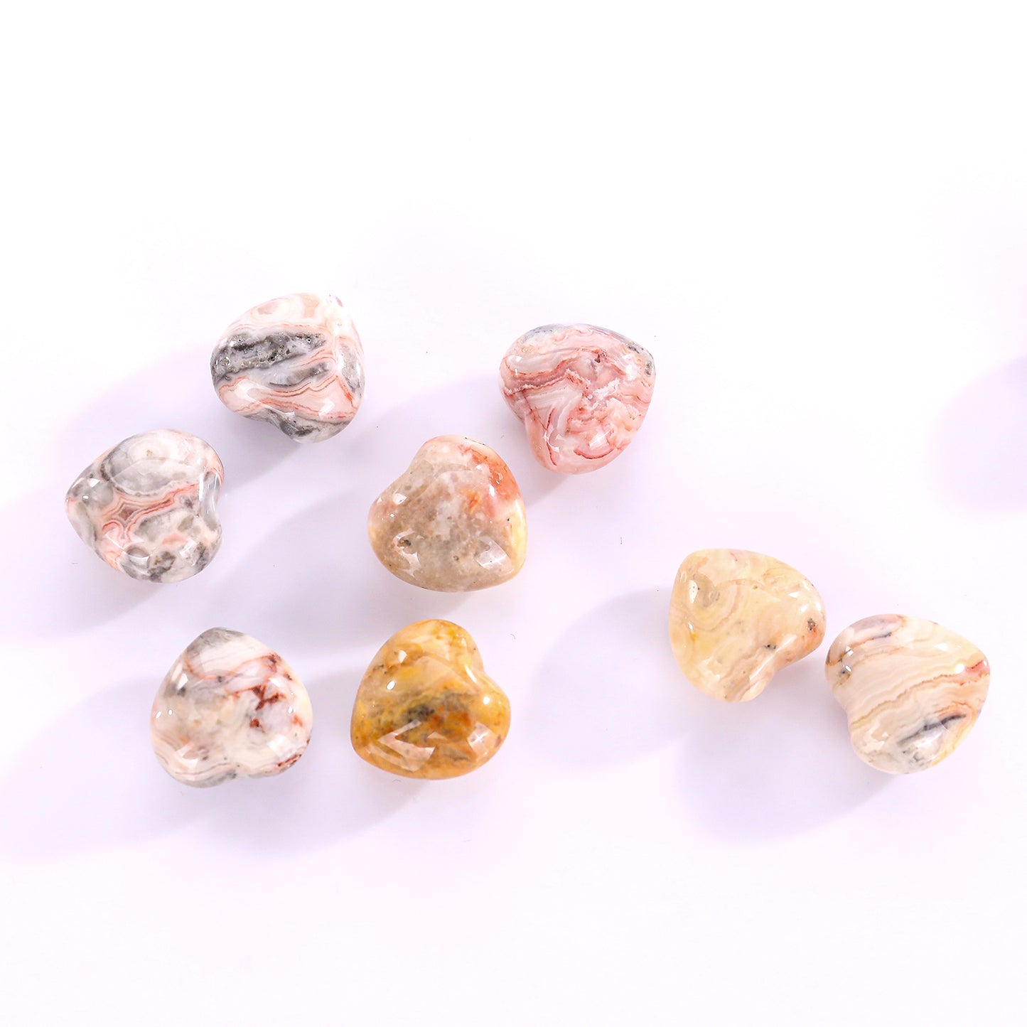Natural Crazy Agate Hand Carved Crystal Heart