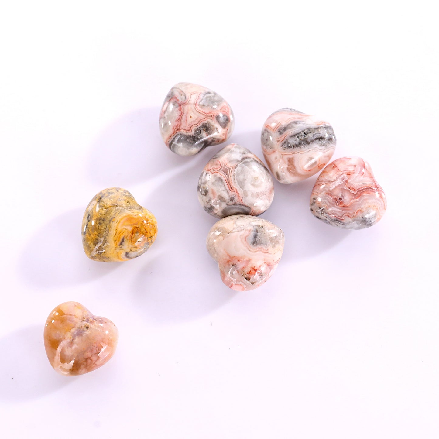 Natural Crazy Agate Hand Carved Crystal Heart