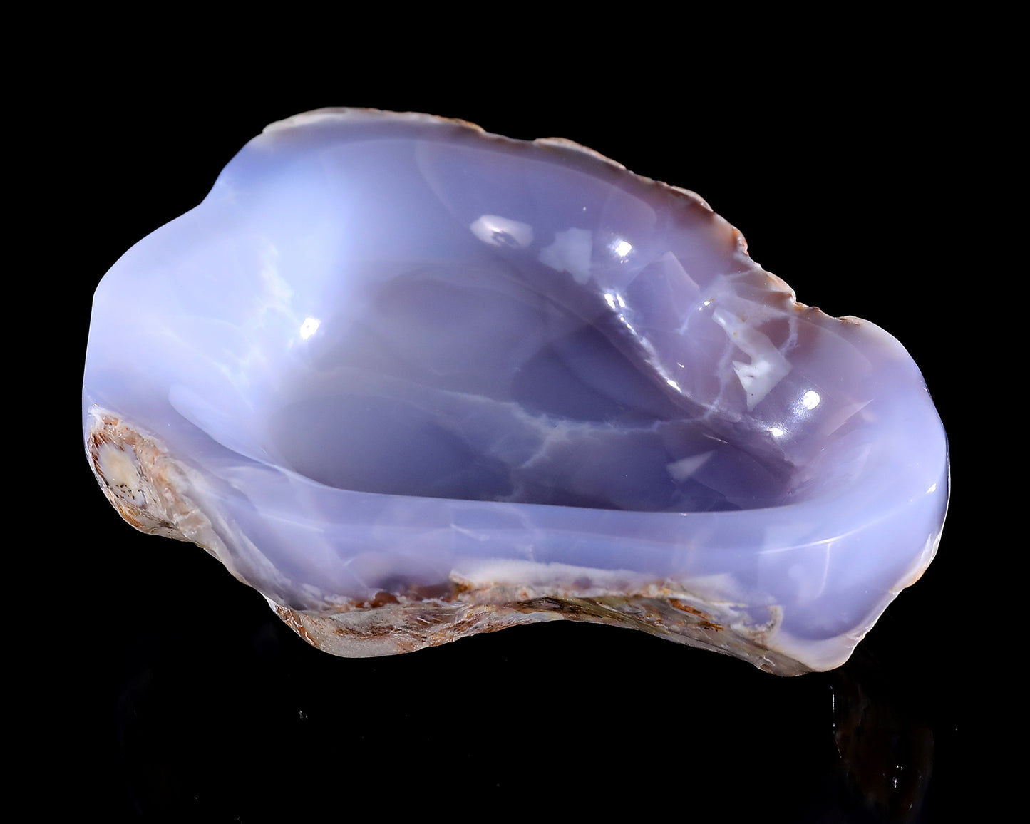 6.5" Blue Chalcedony Hand Carved Crystal Jewelry Tray Fruit Tray