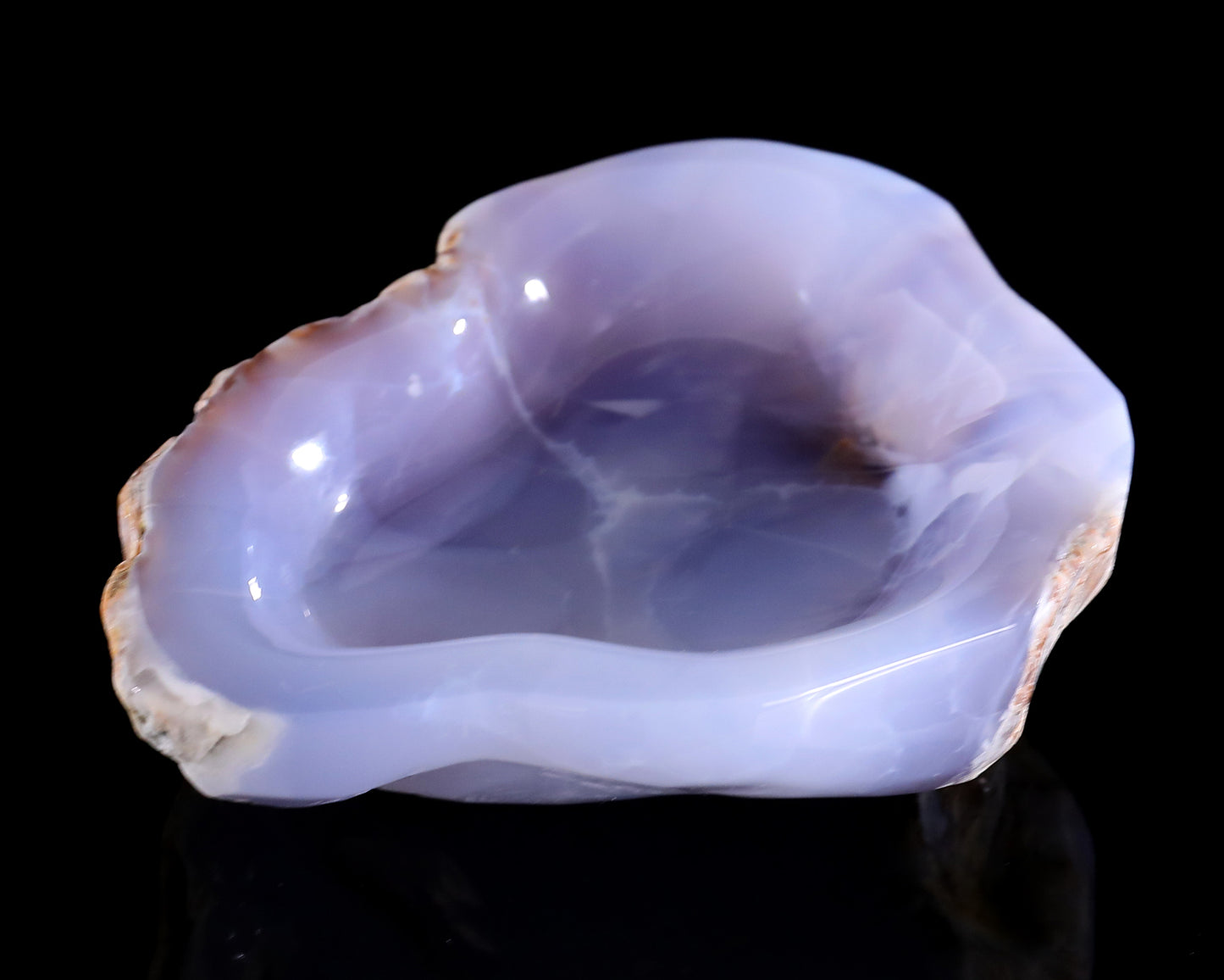 6.5" Blue Chalcedony Hand Carved Crystal Jewelry Tray Fruit Tray