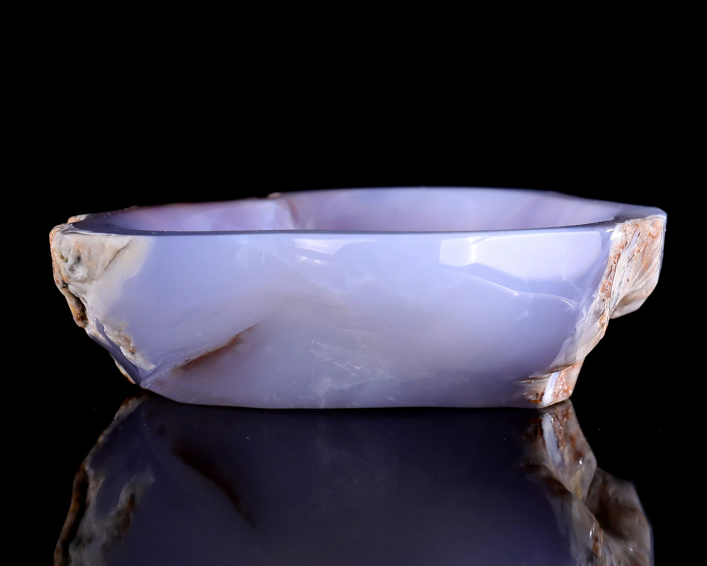 6.5" Blue Chalcedony Hand Carved Crystal Jewelry Tray Fruit Tray