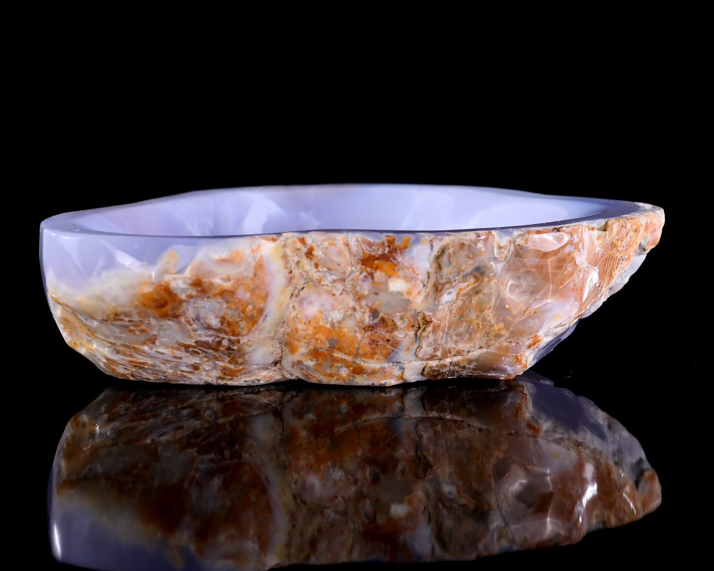 6.5" Blue Chalcedony Hand Carved Crystal Jewelry Tray Fruit Tray