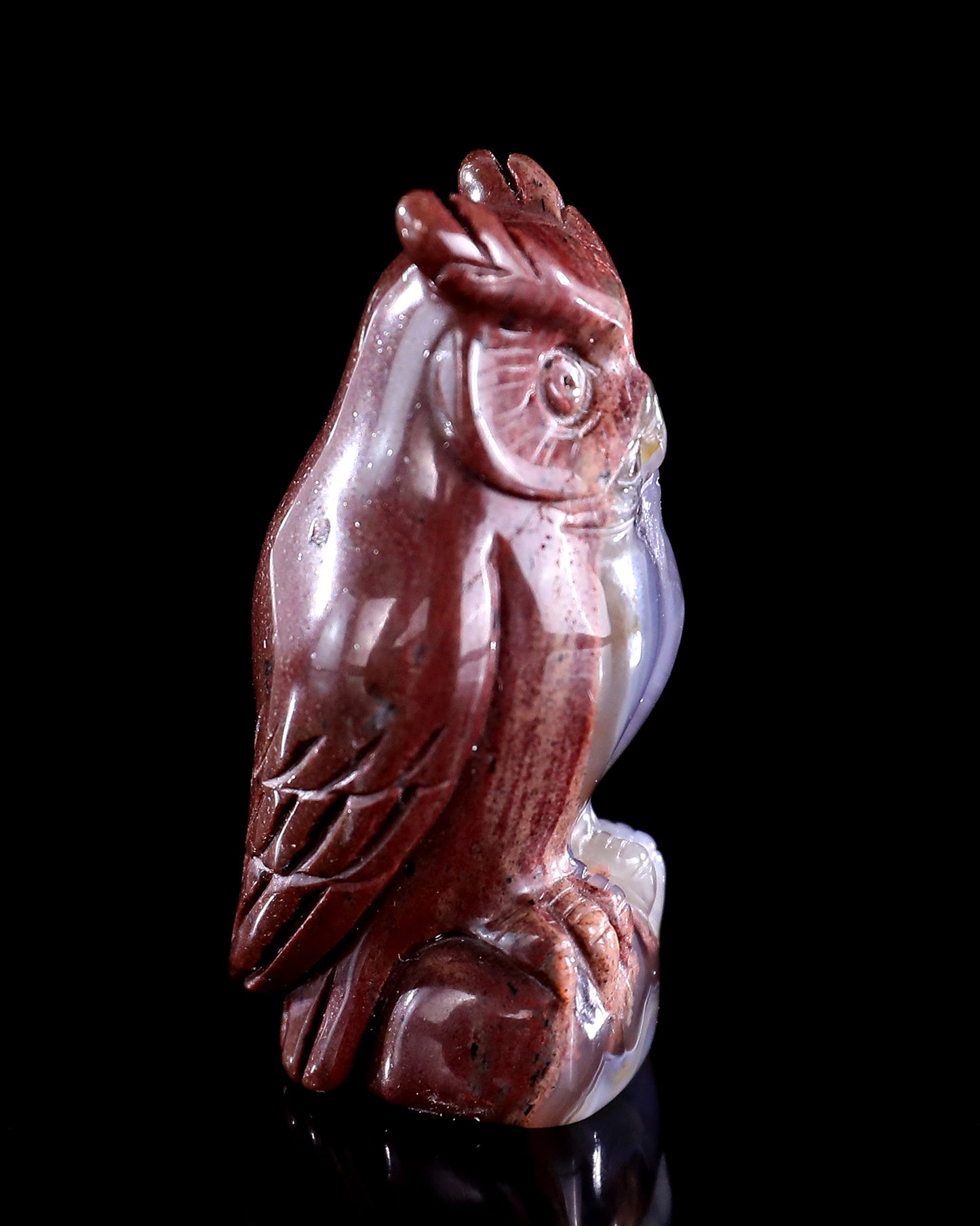 2.0" Hot Lava Agate Hand Carved Crystal Owl Sculpture