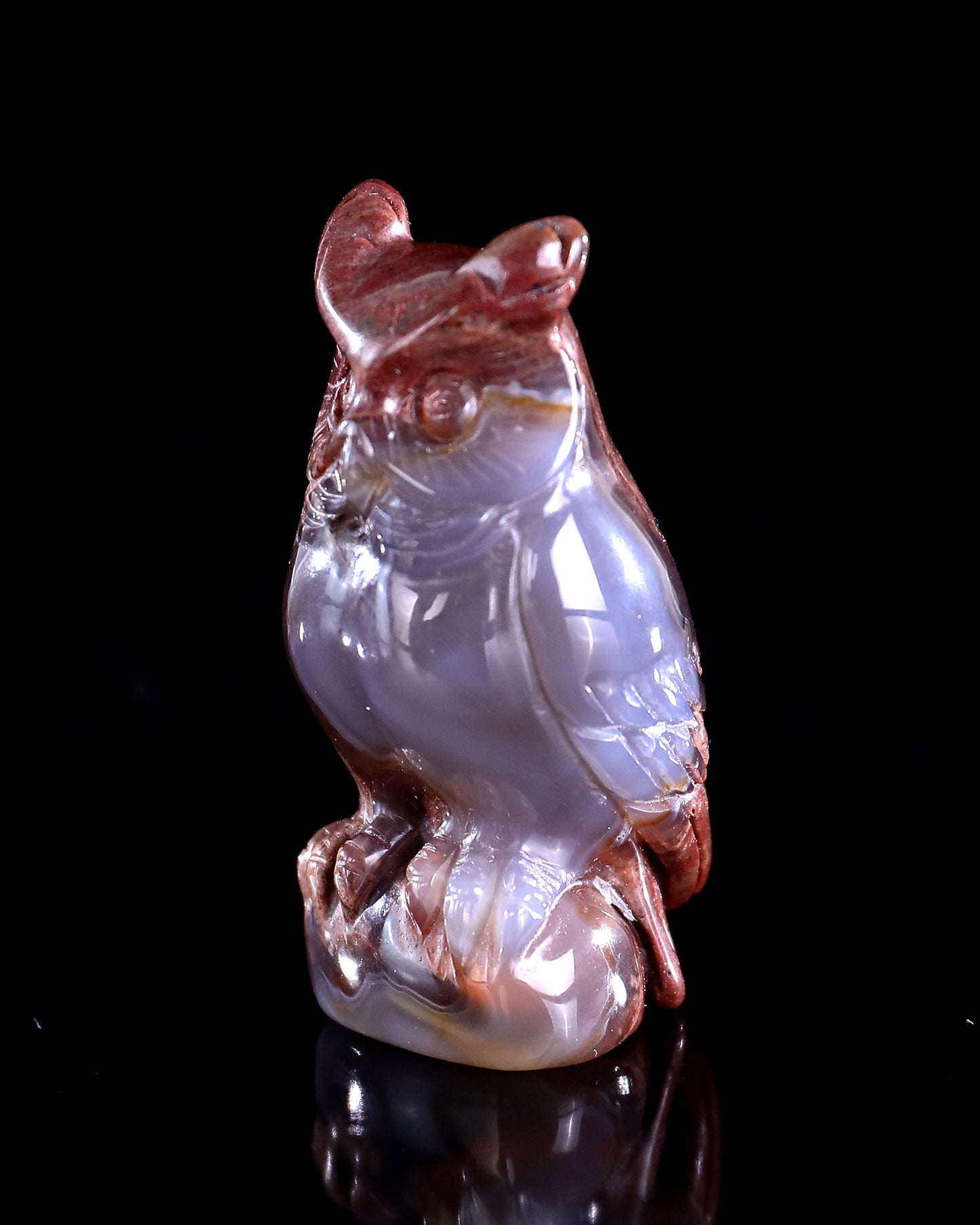 2.0" Hot Lava Agate Hand Carved Crystal Owl Sculpture