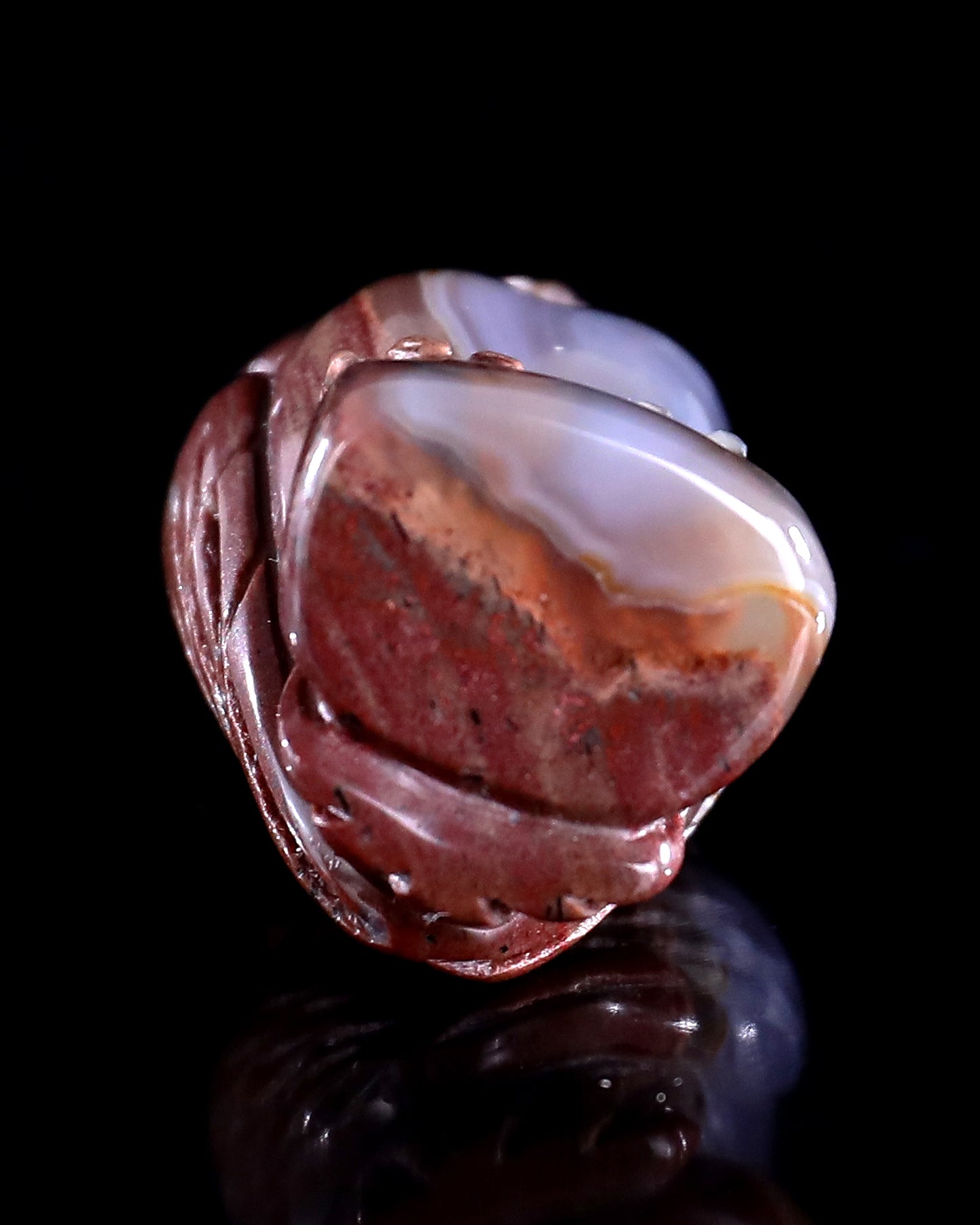 2.0" Hot Lava Agate Hand Carved Crystal Owl Sculpture
