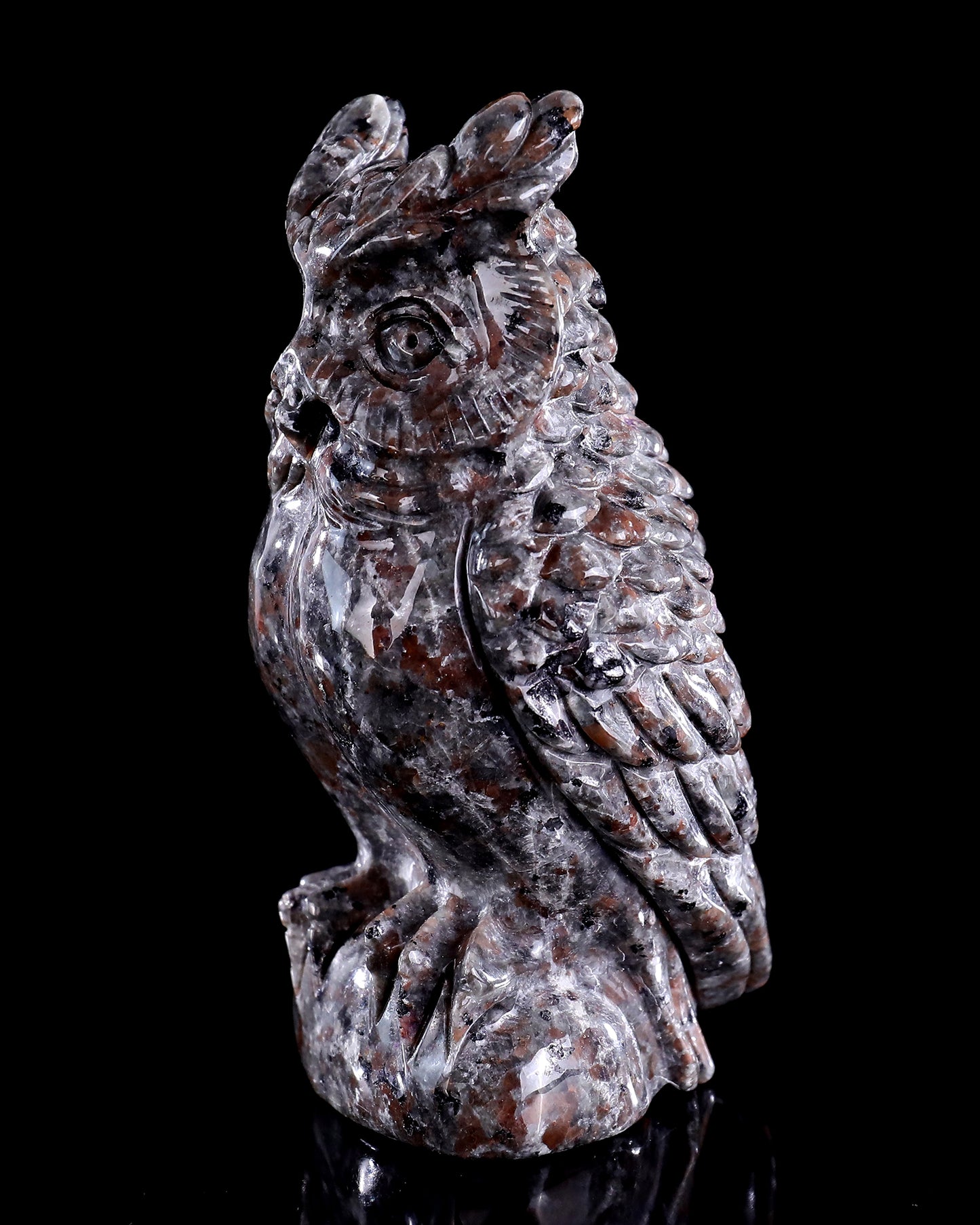 5.7" Yooperlite Hand Carved Crystal Owl Sculpture