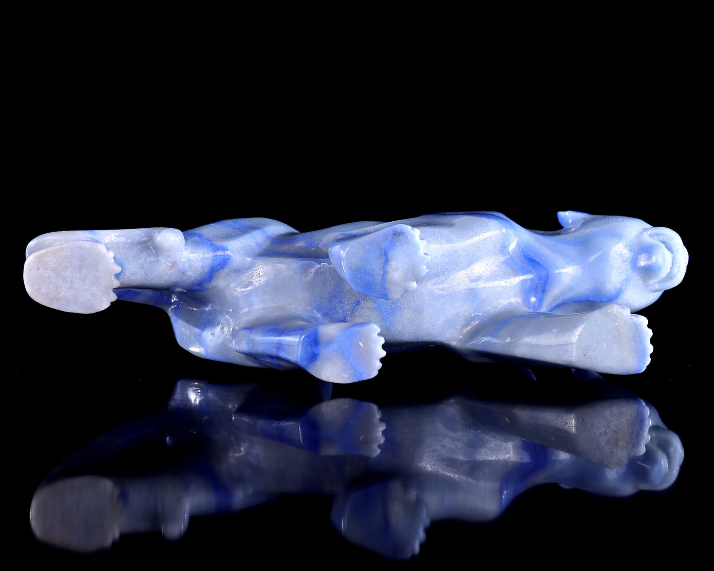 11.4" Blue Aventurine Hand Carved Crystal Leopard Sculpture