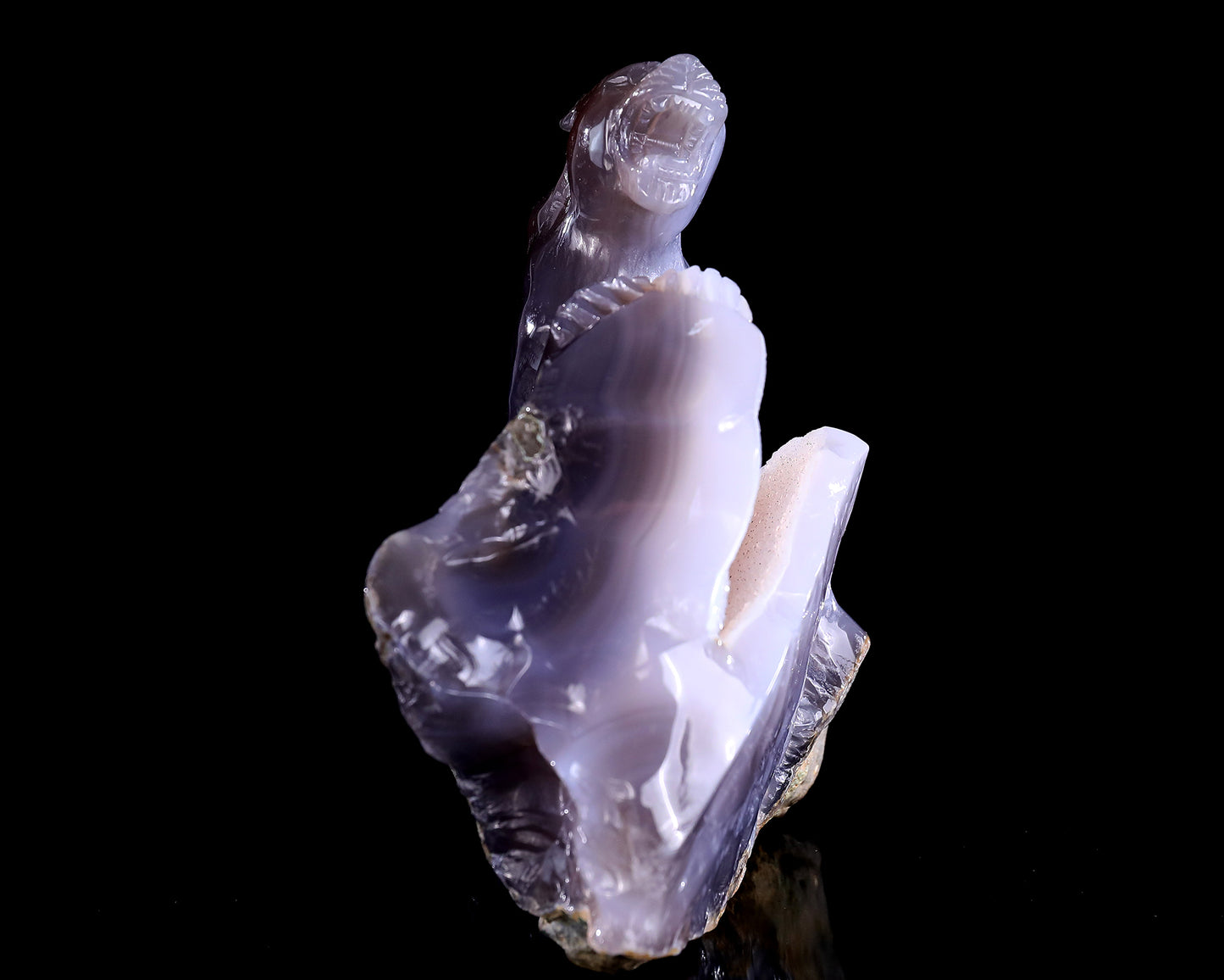 6.4" Geode Agate Hand Carved Crystal Leopard Sculpture