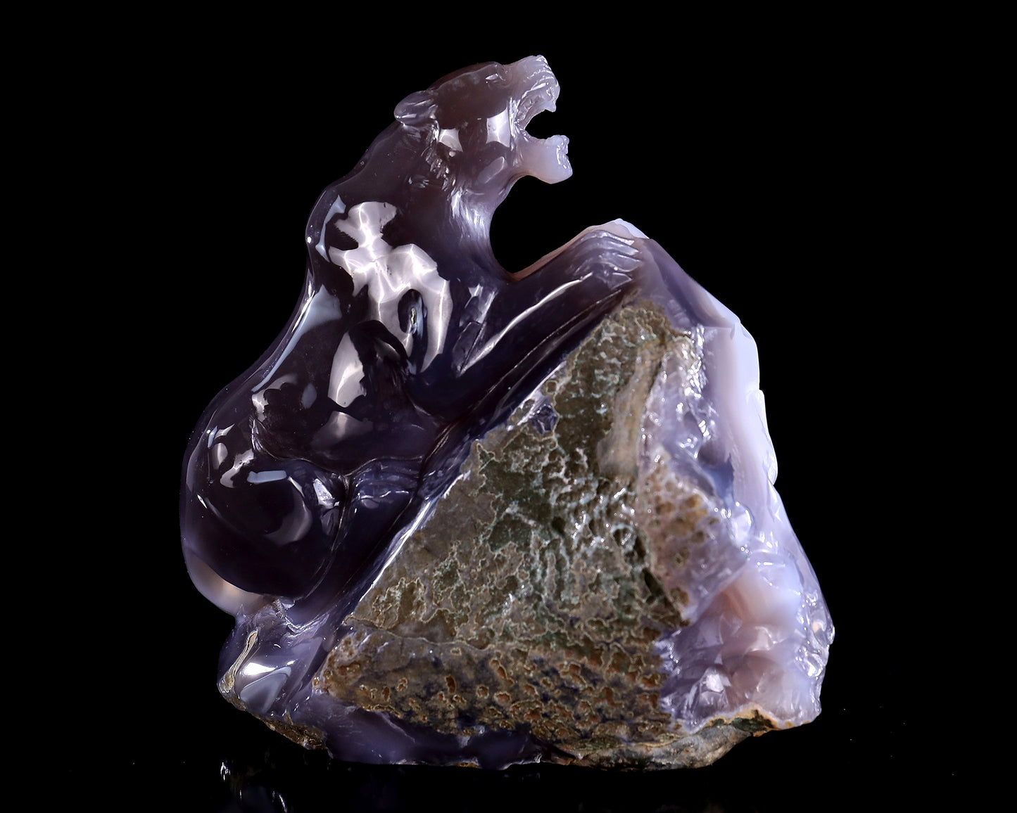 6.4" Geode Agate Hand Carved Crystal Leopard Sculpture