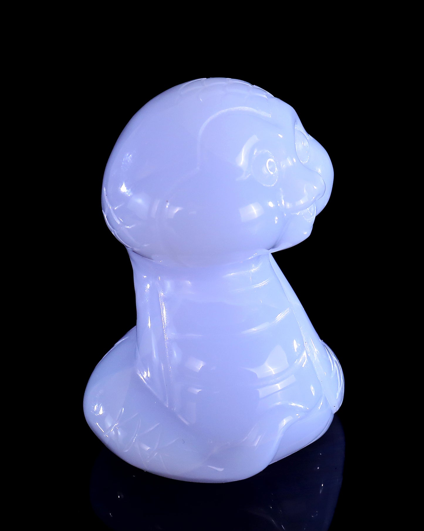 2.4" Blue Chalcedony Hand Carved Crystal Baby Snake Sculpture