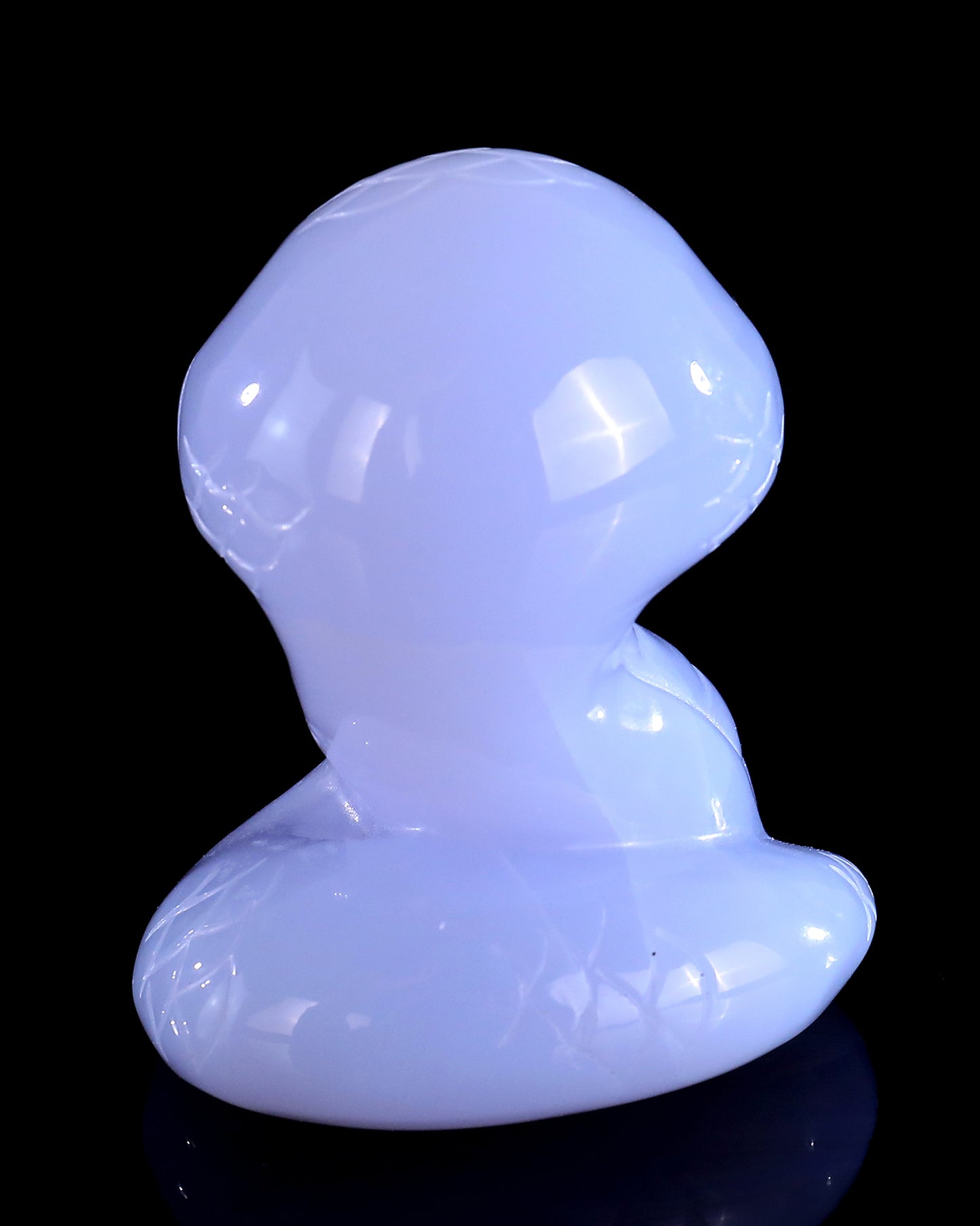 2.4" Blue Chalcedony Hand Carved Crystal Baby Snake Sculpture
