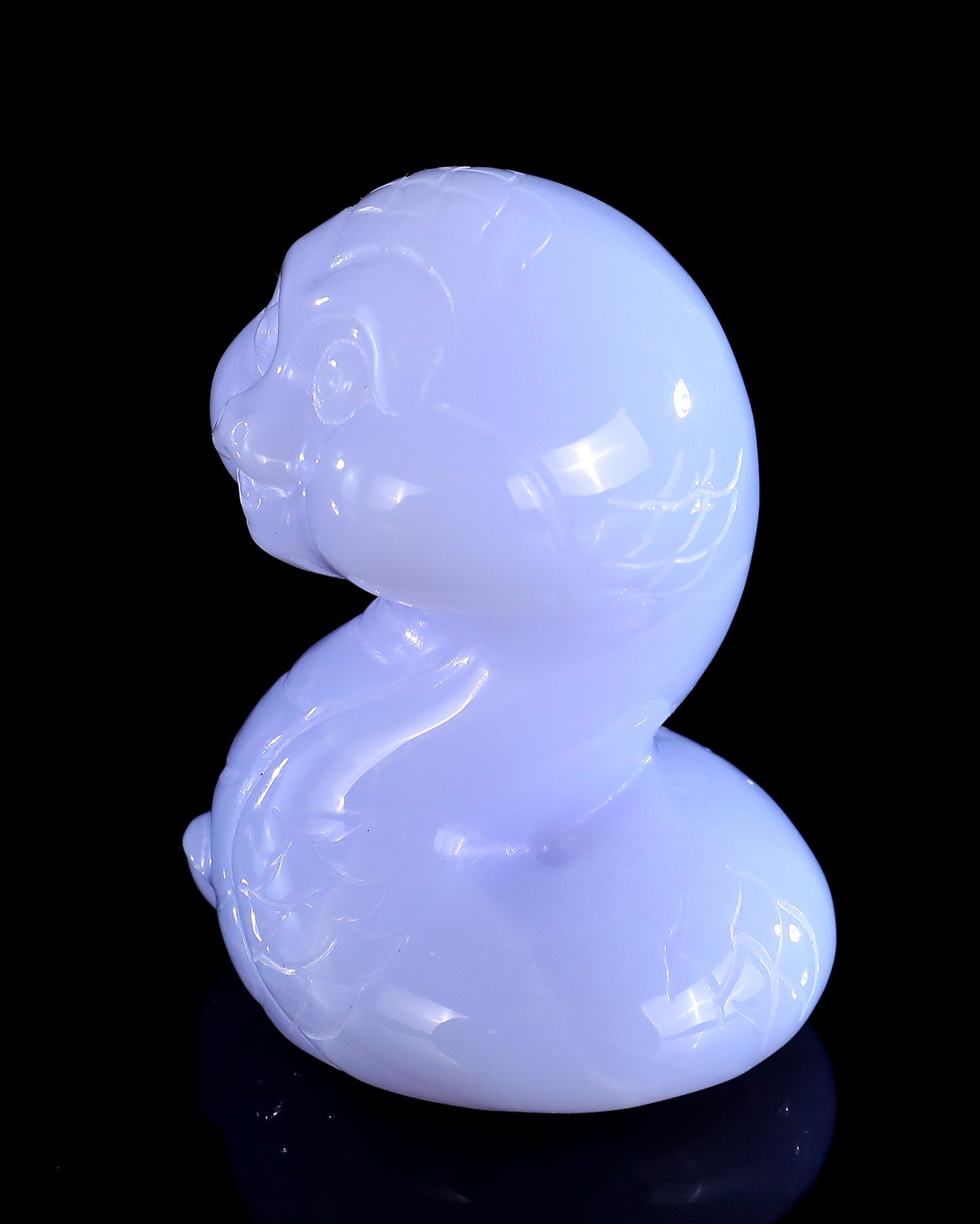 2.4" Blue Chalcedony Hand Carved Crystal Baby Snake Sculpture