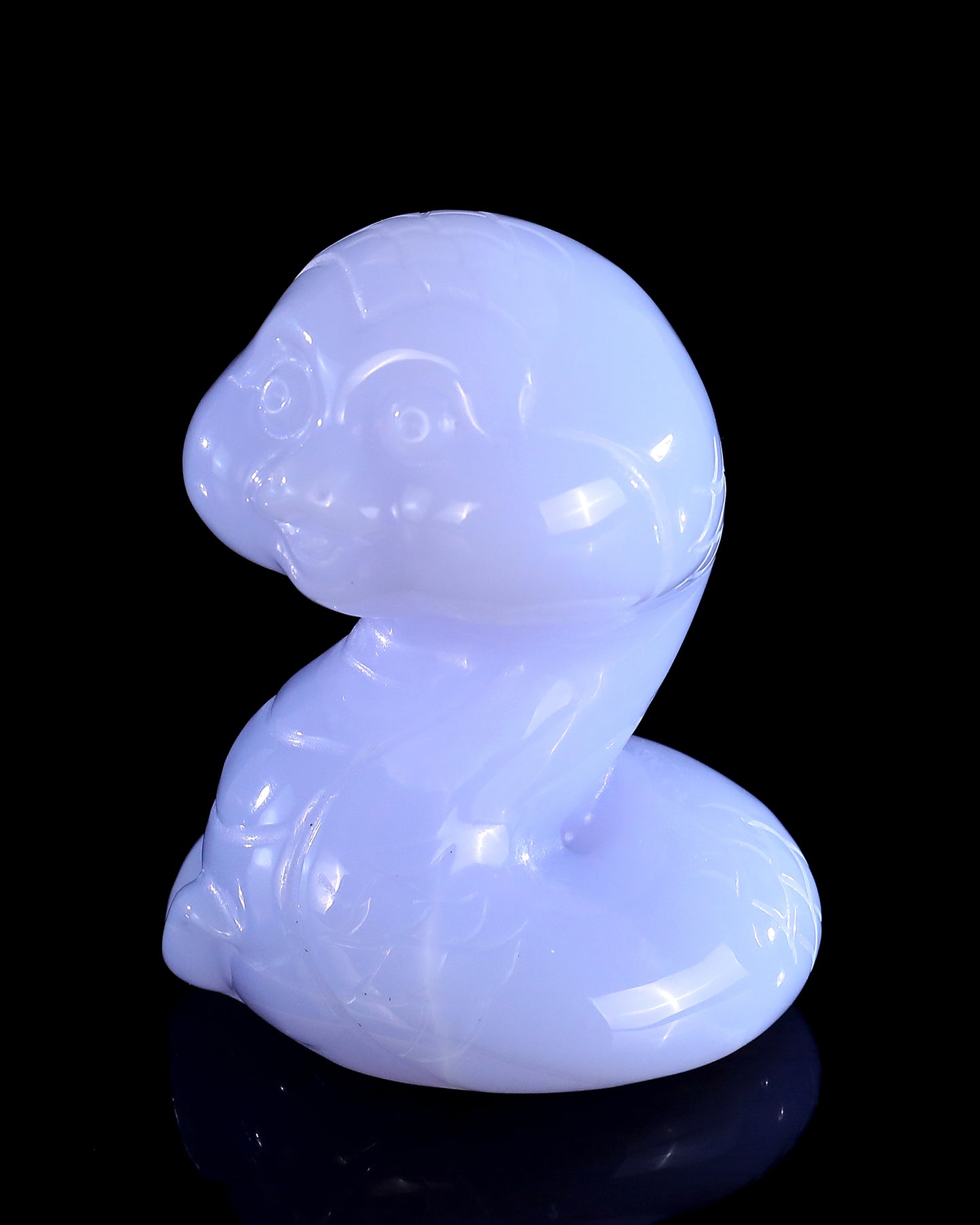 2.4" Blue Chalcedony Hand Carved Crystal Baby Snake Sculpture