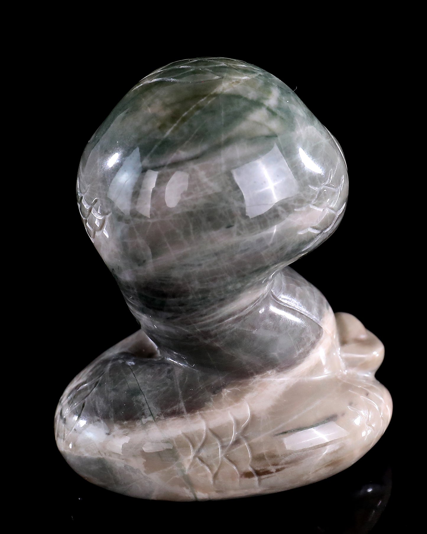 2.9" Jiulong Jade Hand Carved Crystal Baby Snake Sculpture