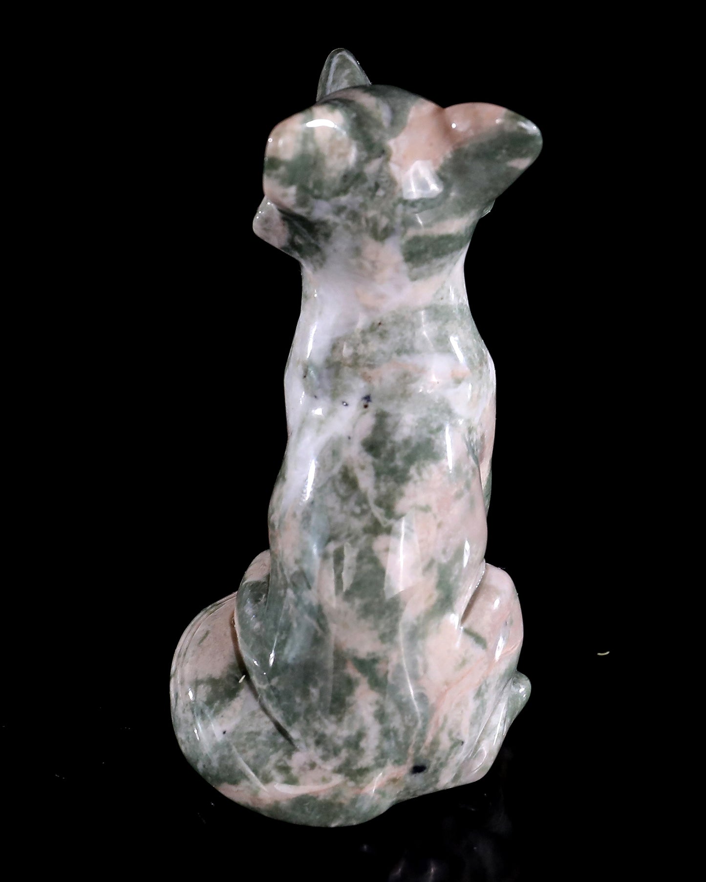 2.9" Natural Jiulong Jade Hand Carved Crystal Fox Sculpture