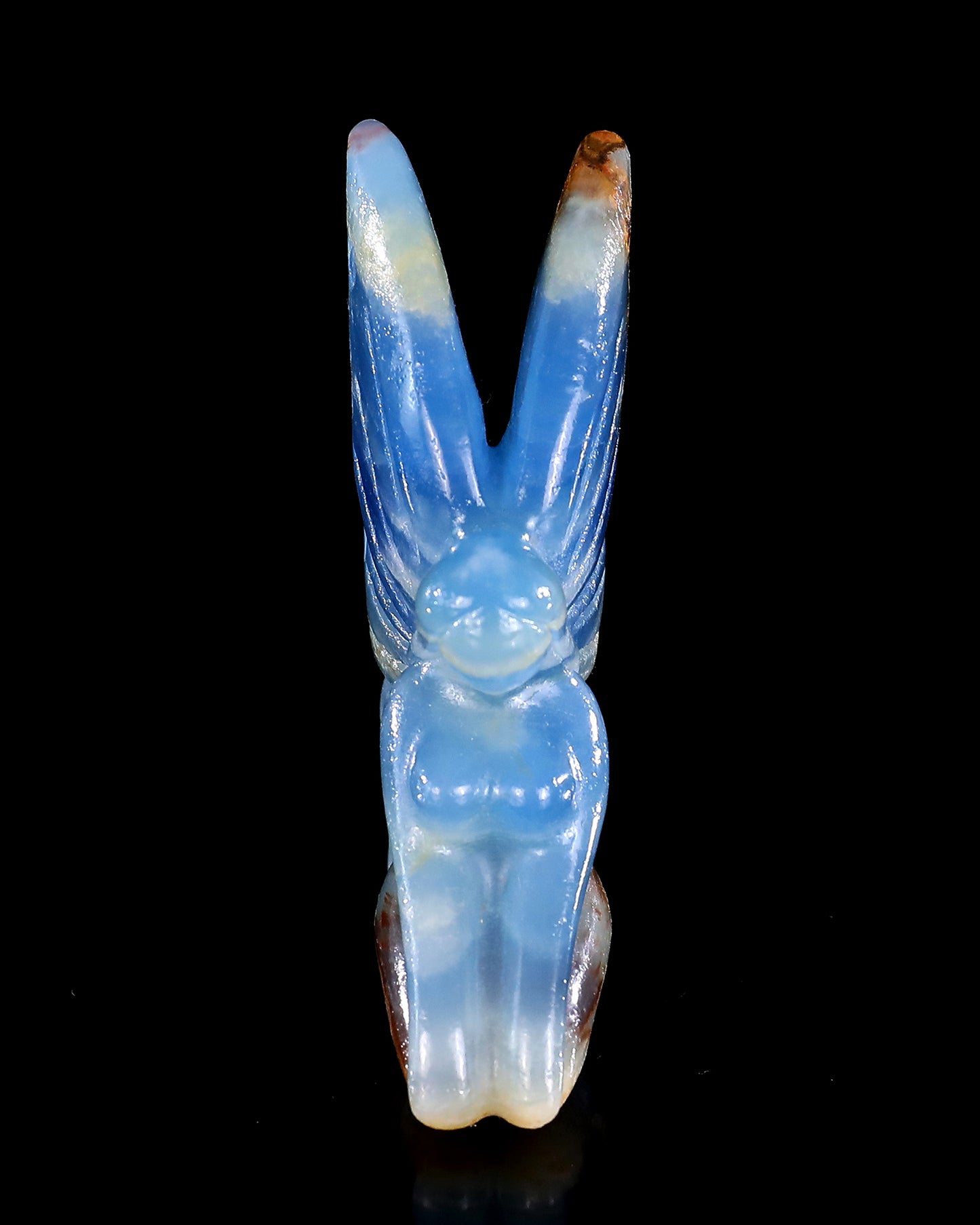 3" Blue Onyx Hand Carved Crystal Flower Faerie Sculpture