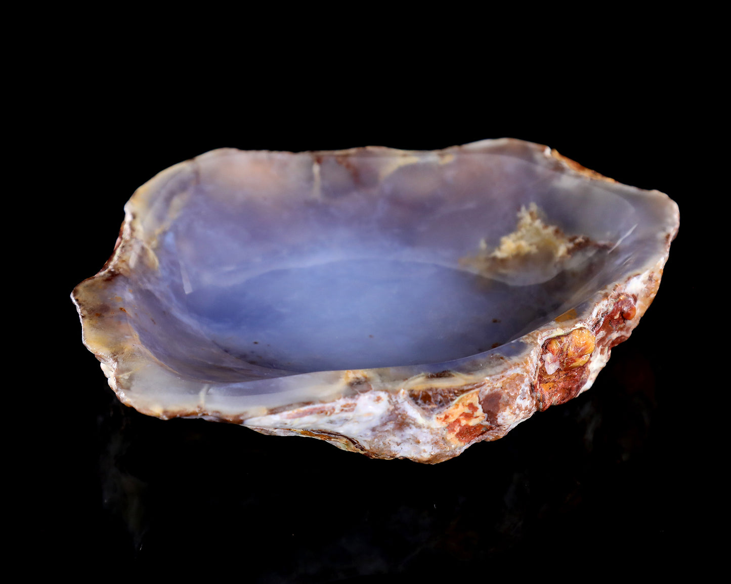 6.3" Blue Chalcedony Hand Carved Crystal Ashtray Fruit Tray