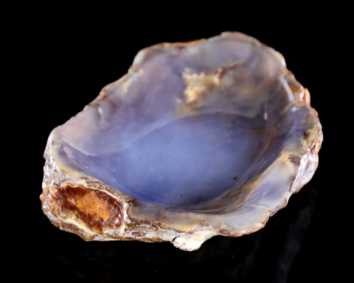 6.3" Blue Chalcedony Hand Carved Crystal Ashtray Fruit Tray
