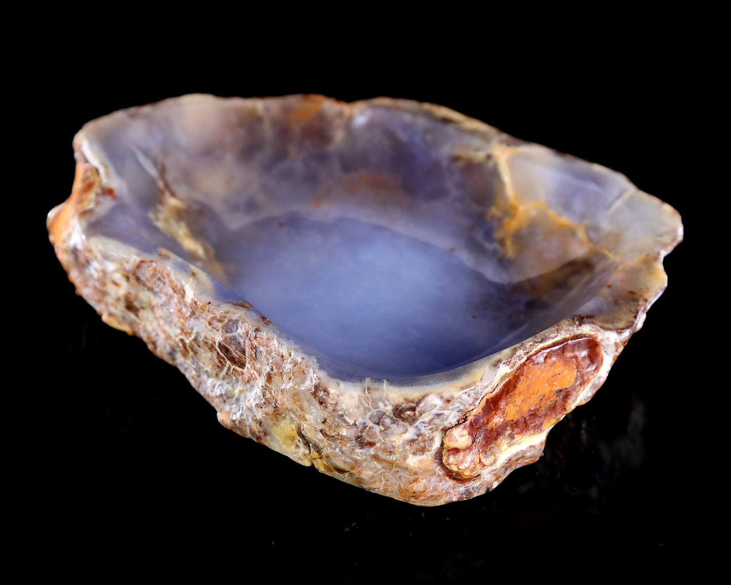 6.3" Blue Chalcedony Hand Carved Crystal Ashtray Fruit Tray