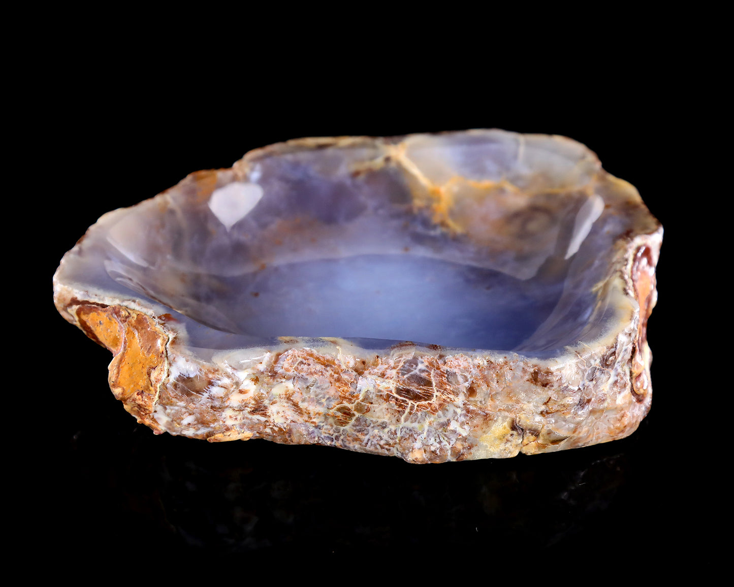 6.3" Blue Chalcedony Hand Carved Crystal Ashtray Fruit Tray