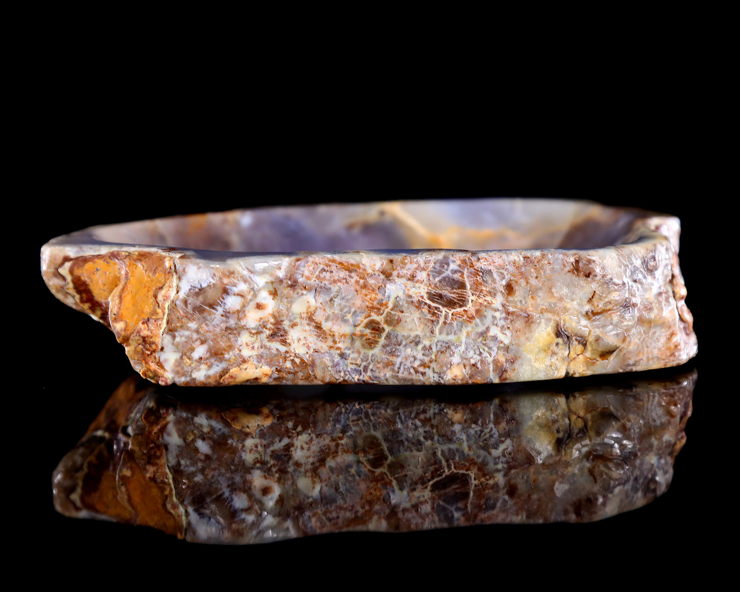 6.3" Blue Chalcedony Hand Carved Crystal Ashtray Fruit Tray