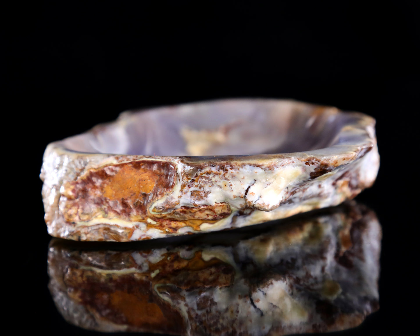 6.3" Blue Chalcedony Hand Carved Crystal Ashtray Fruit Tray