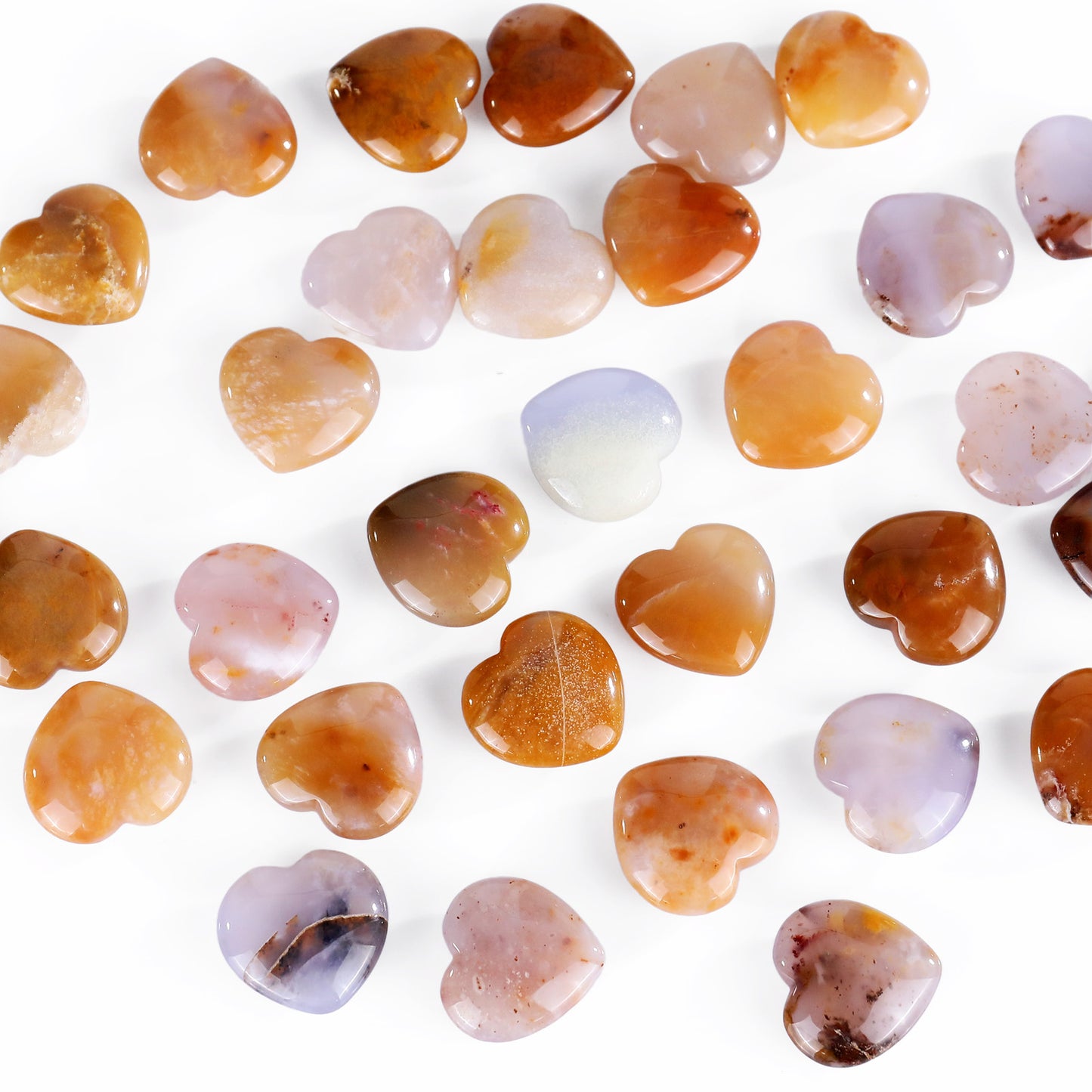 Natural Chalcedony Hand Carved Crystal Heart