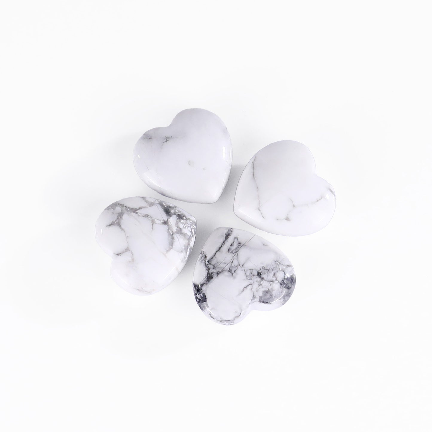 Natural Howlite Hand Carved Crystal Heart