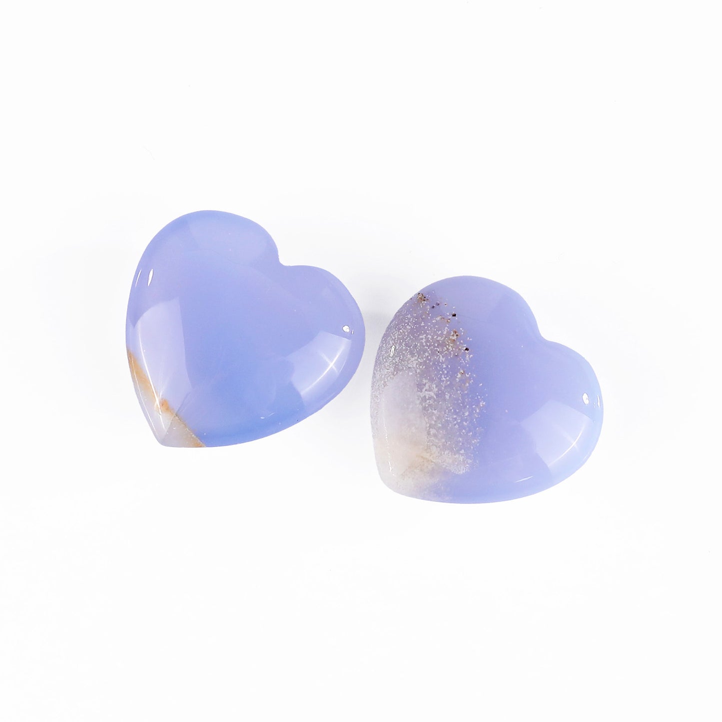 Natural Blue Chalcedony Hand Carved Crystal Heart