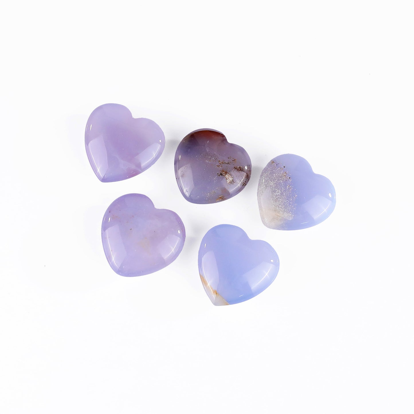 Natural Blue Chalcedony Hand Carved Crystal Heart
